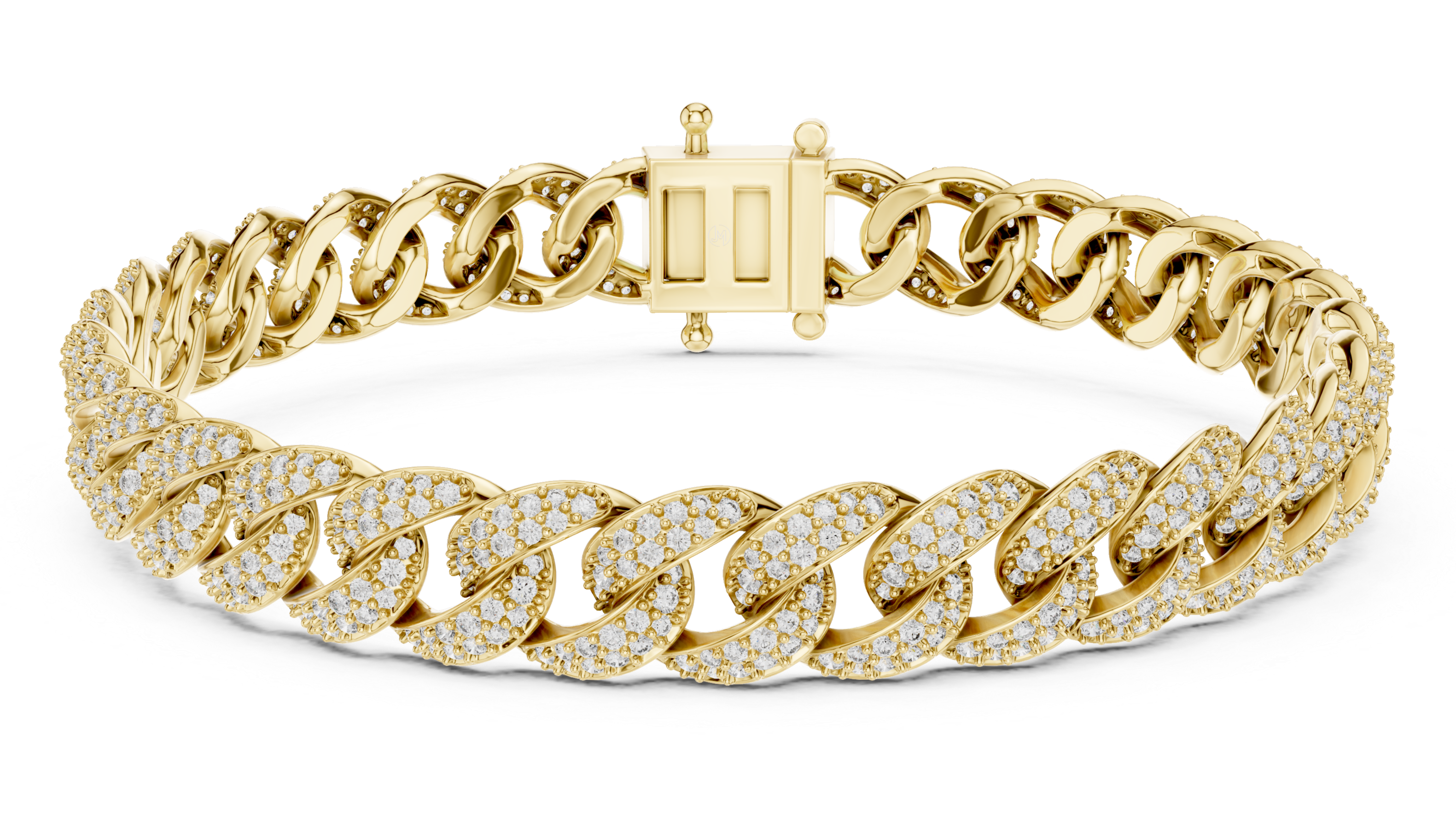 Gold and Diamond Cuban Link Bracelet