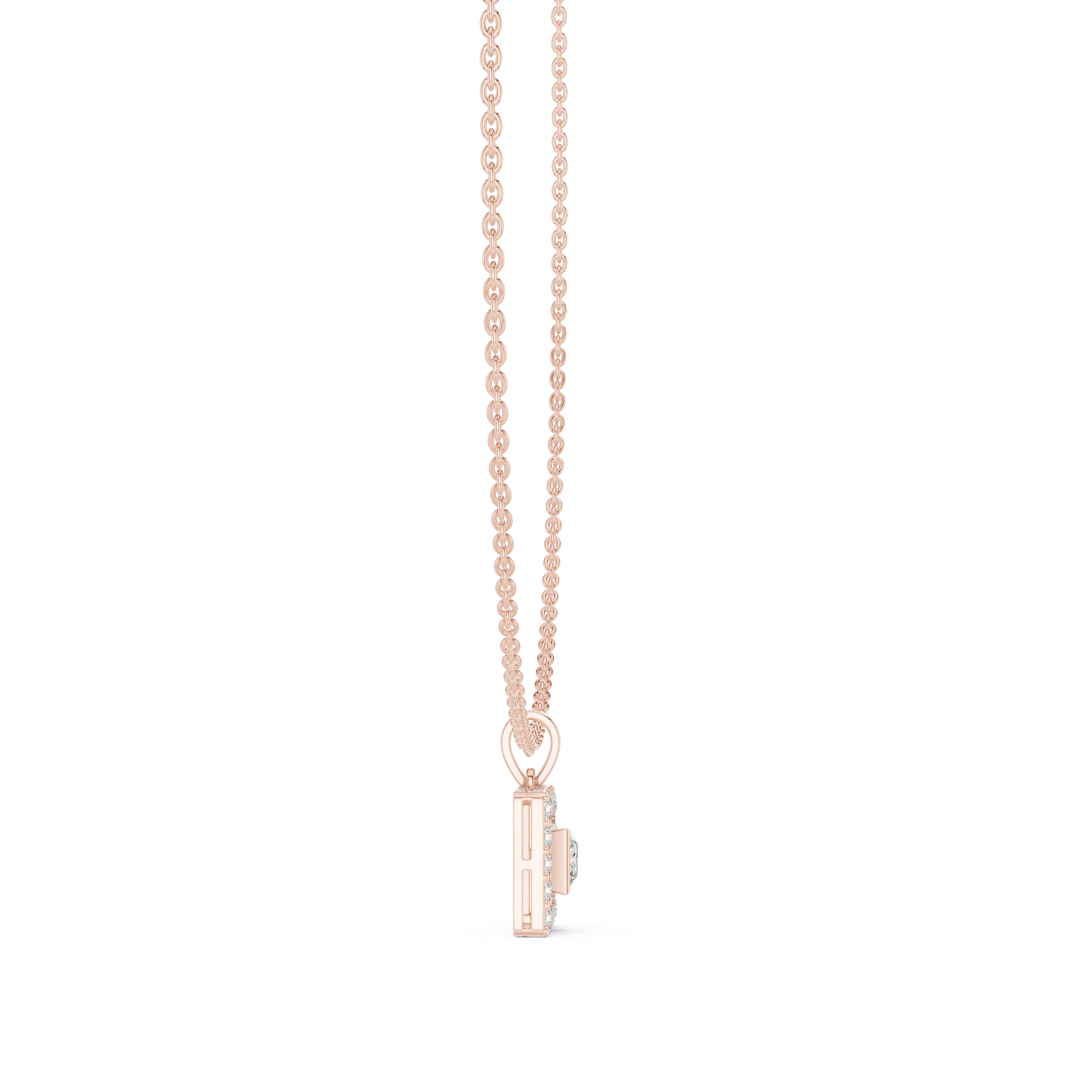 Classic Princess-Cut Stone with Rose Gold Halo Design