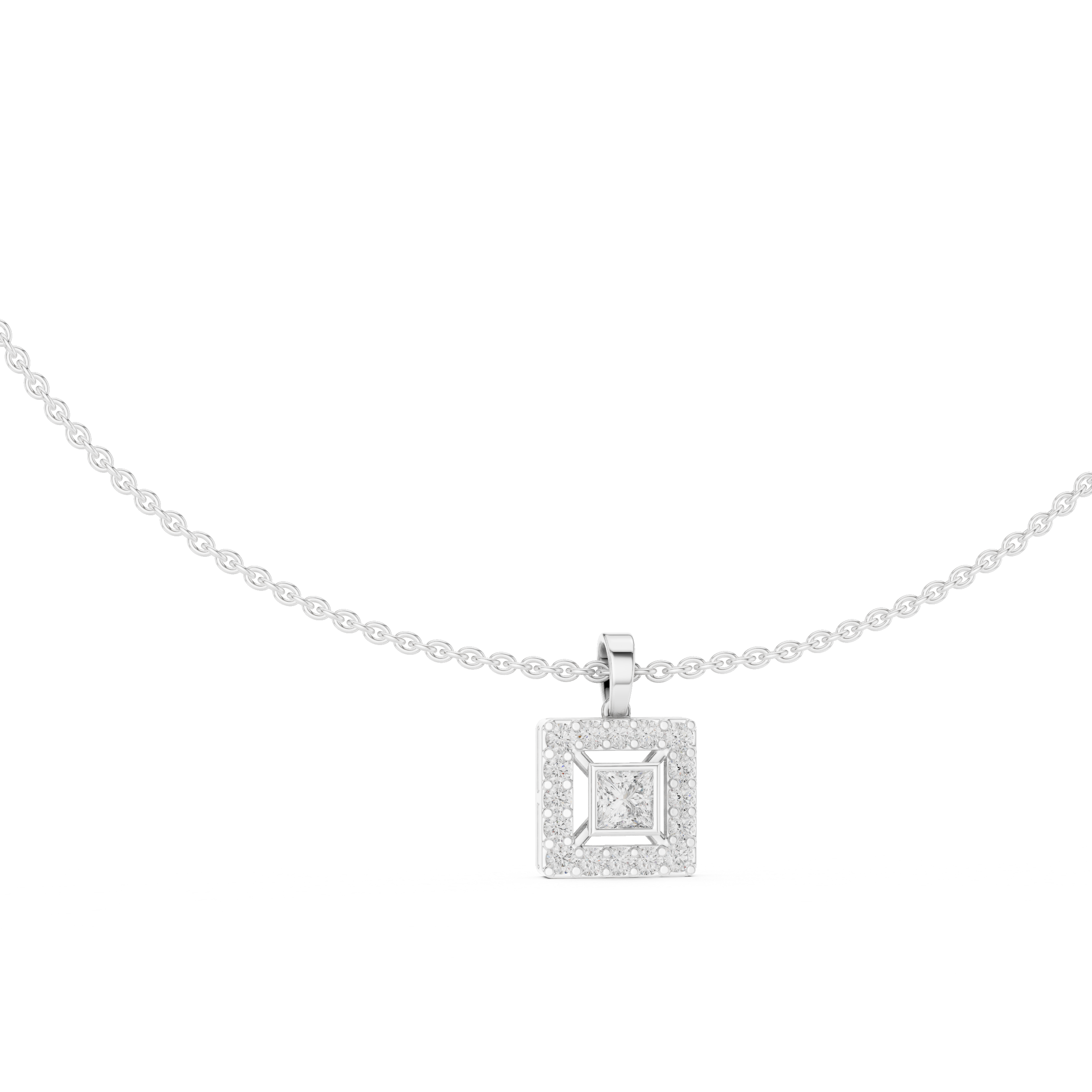 Classic Princess-Cut Stone with Rose Gold Halo Design
