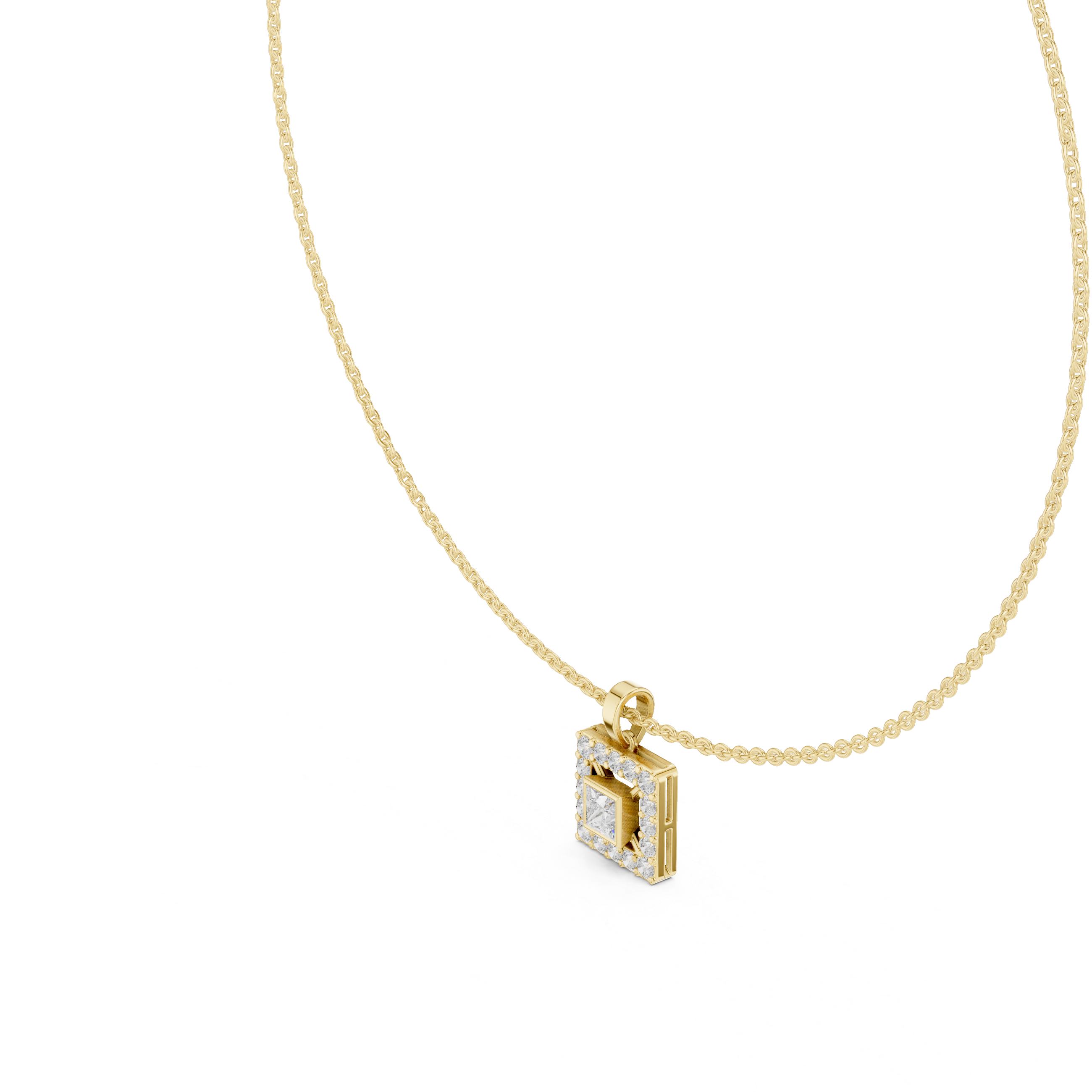 Classic Princess-Cut Stone with Rose Gold Halo Design