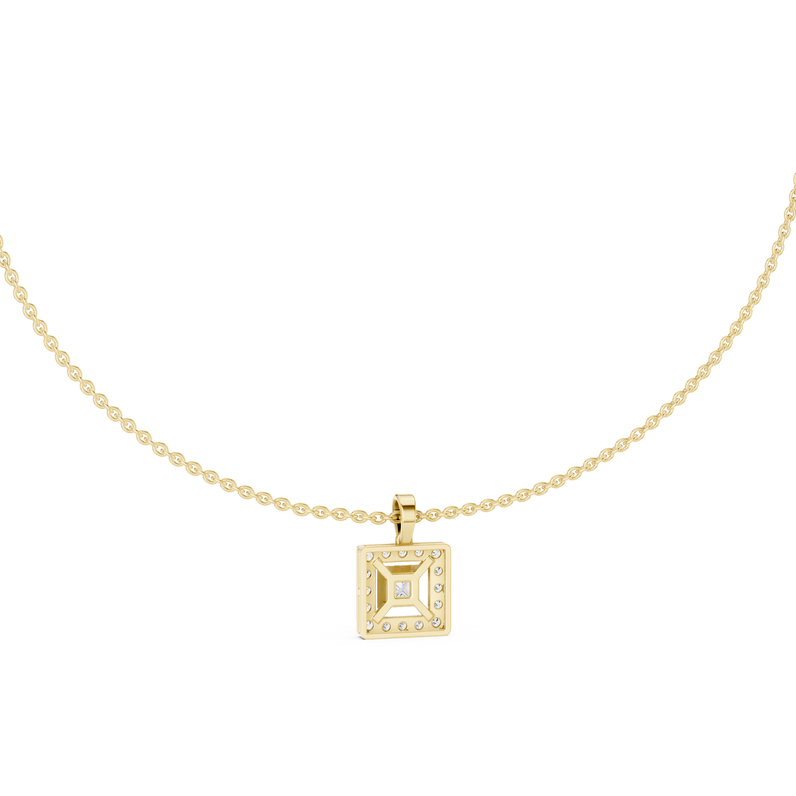 Classic Princess-Cut Stone with Rose Gold Halo Design