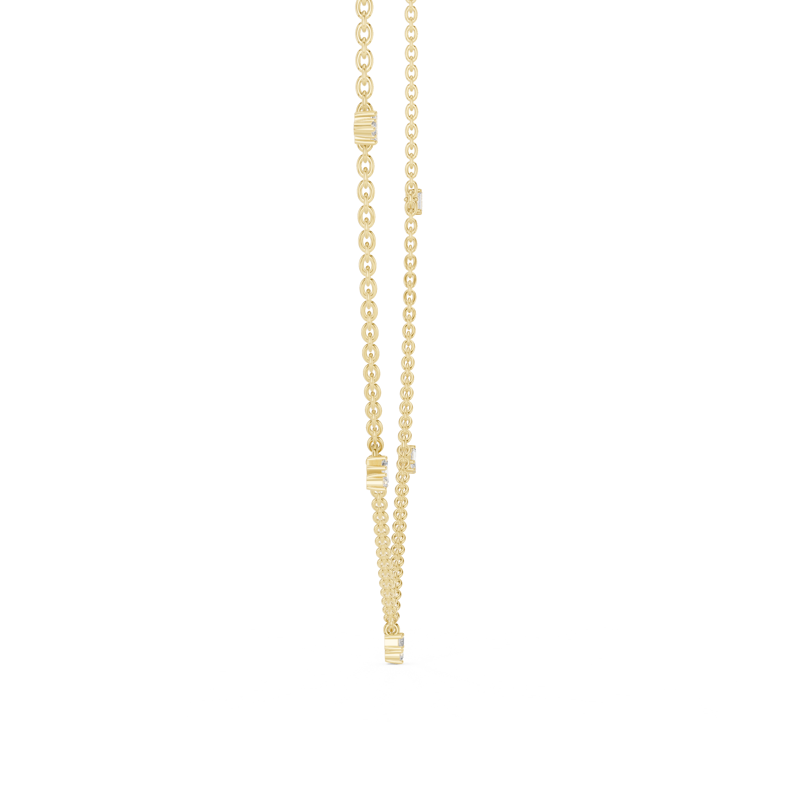 Delicate Rose Gold chain with Trio-Cut Diamond Pendant.