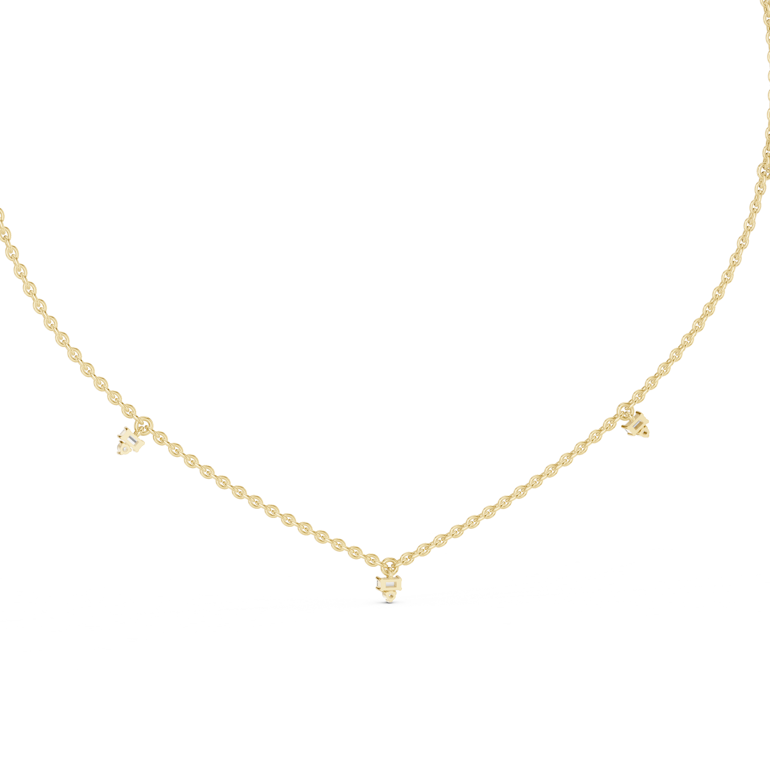Delicate Rose Gold chain with Trio-Cut Diamond Pendant.