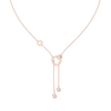 Rose Gold Necklace with Interlocked Diamond Circles and Dangling Charms