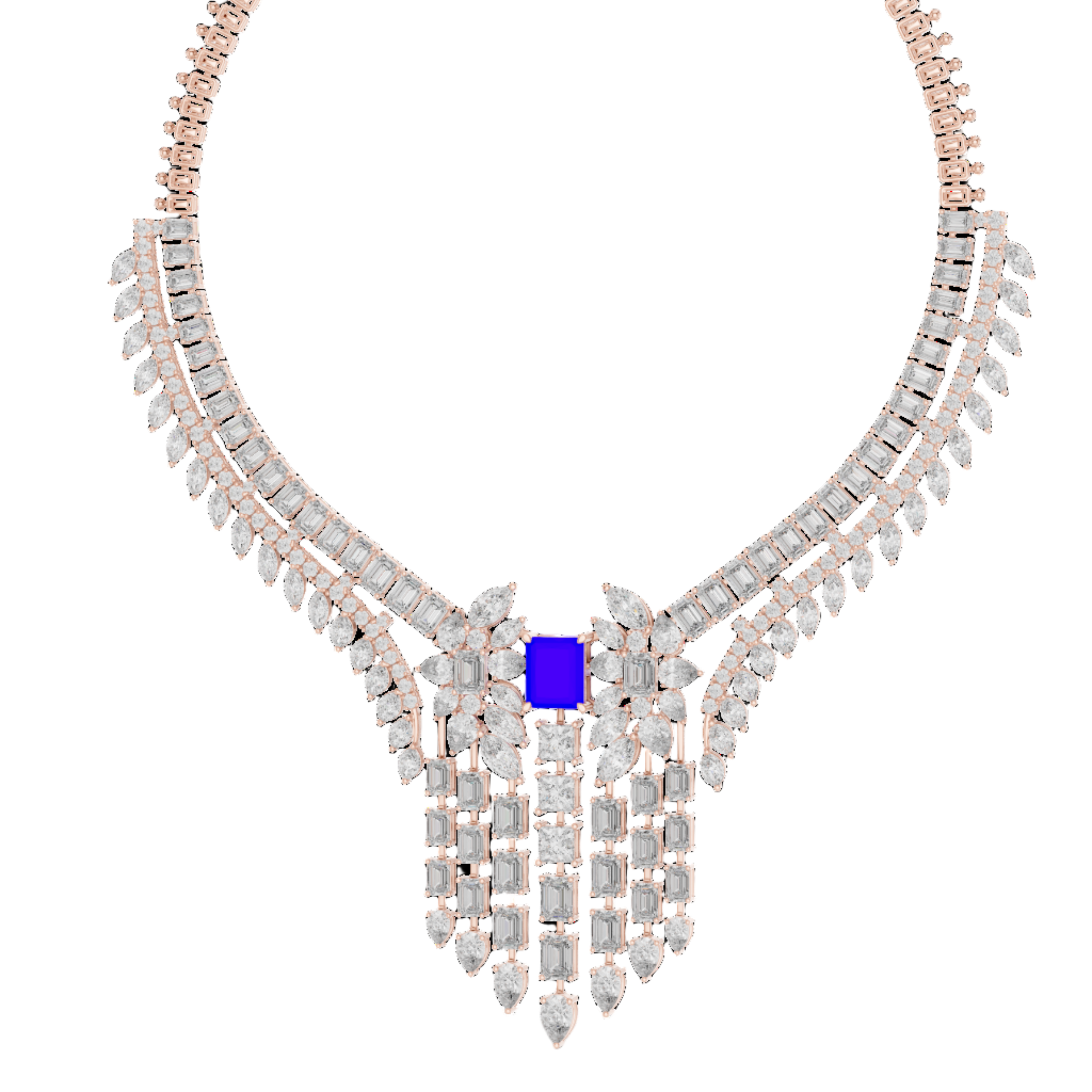 Regal Blue Gemstone and Diamond Statement Necklace
