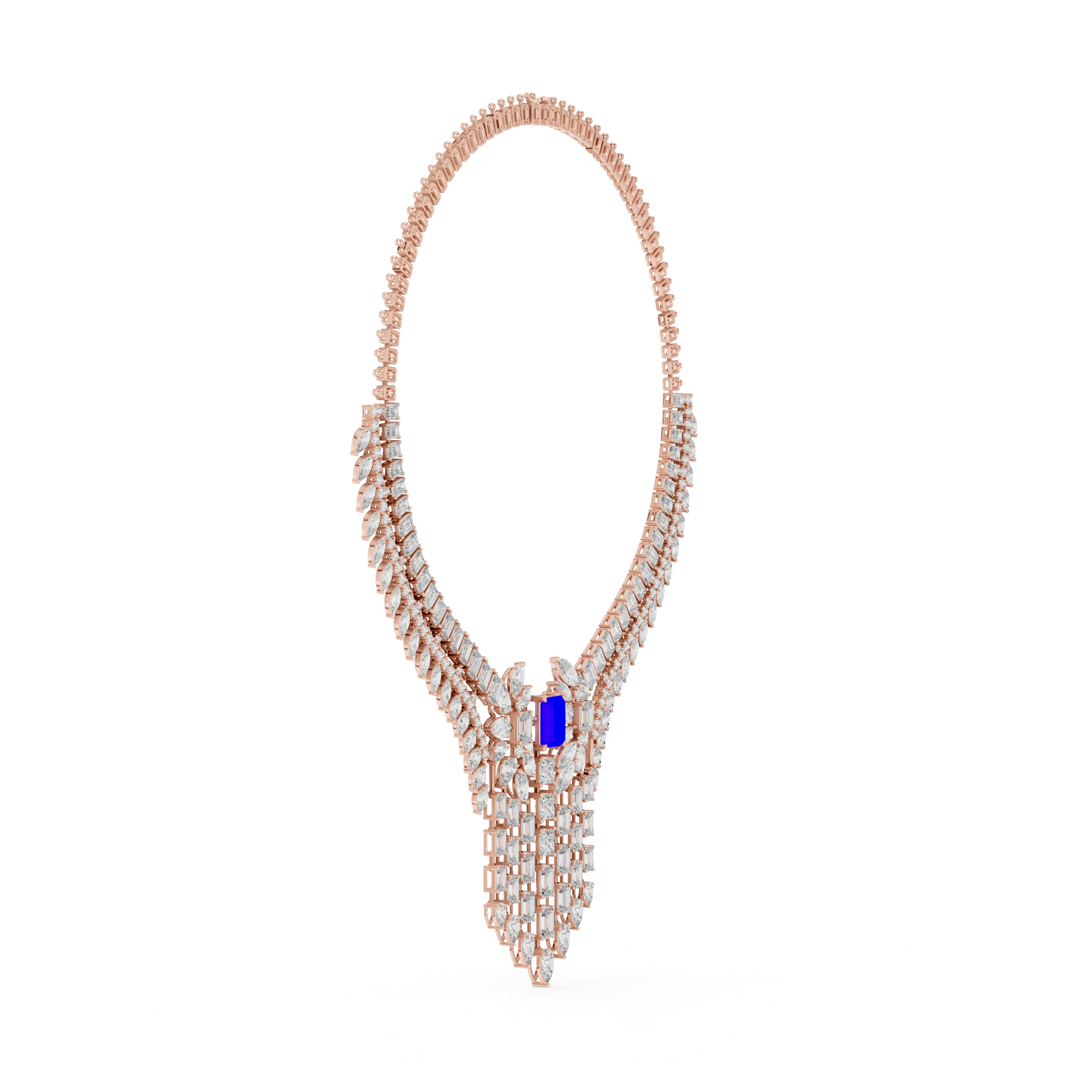 Regal Blue Gemstone and Diamond Statement Necklace
