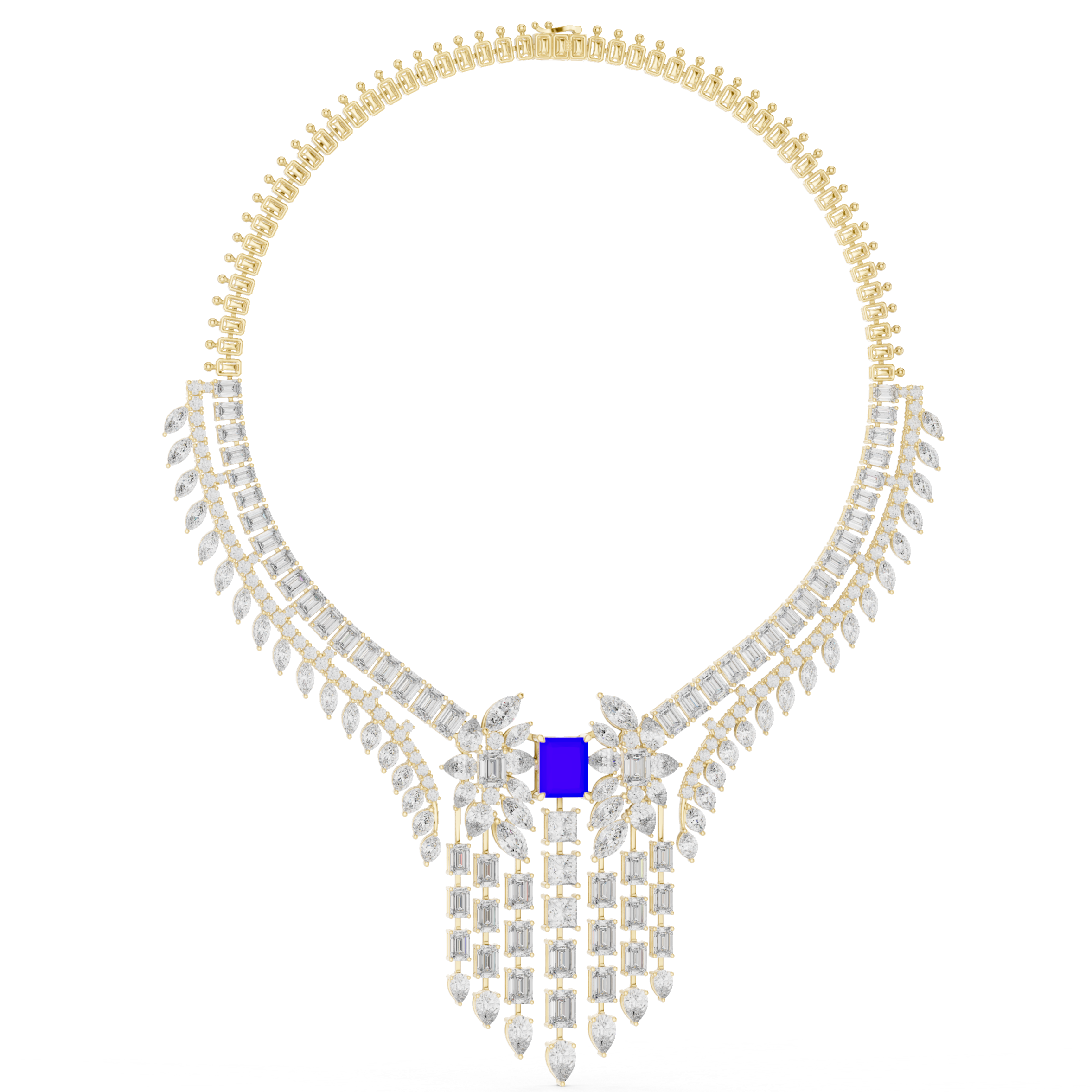 Regal Blue Gemstone and Diamond Statement Necklace