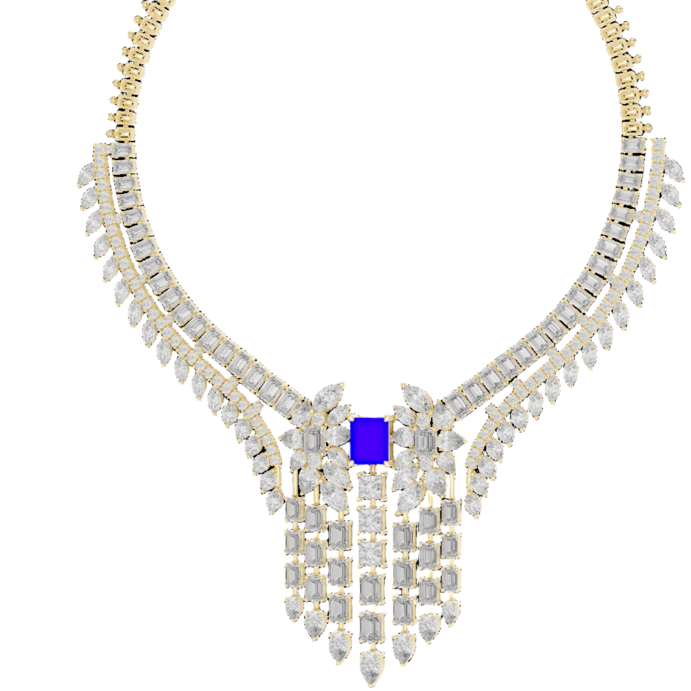 Regal Blue Gemstone and Diamond Statement Necklace