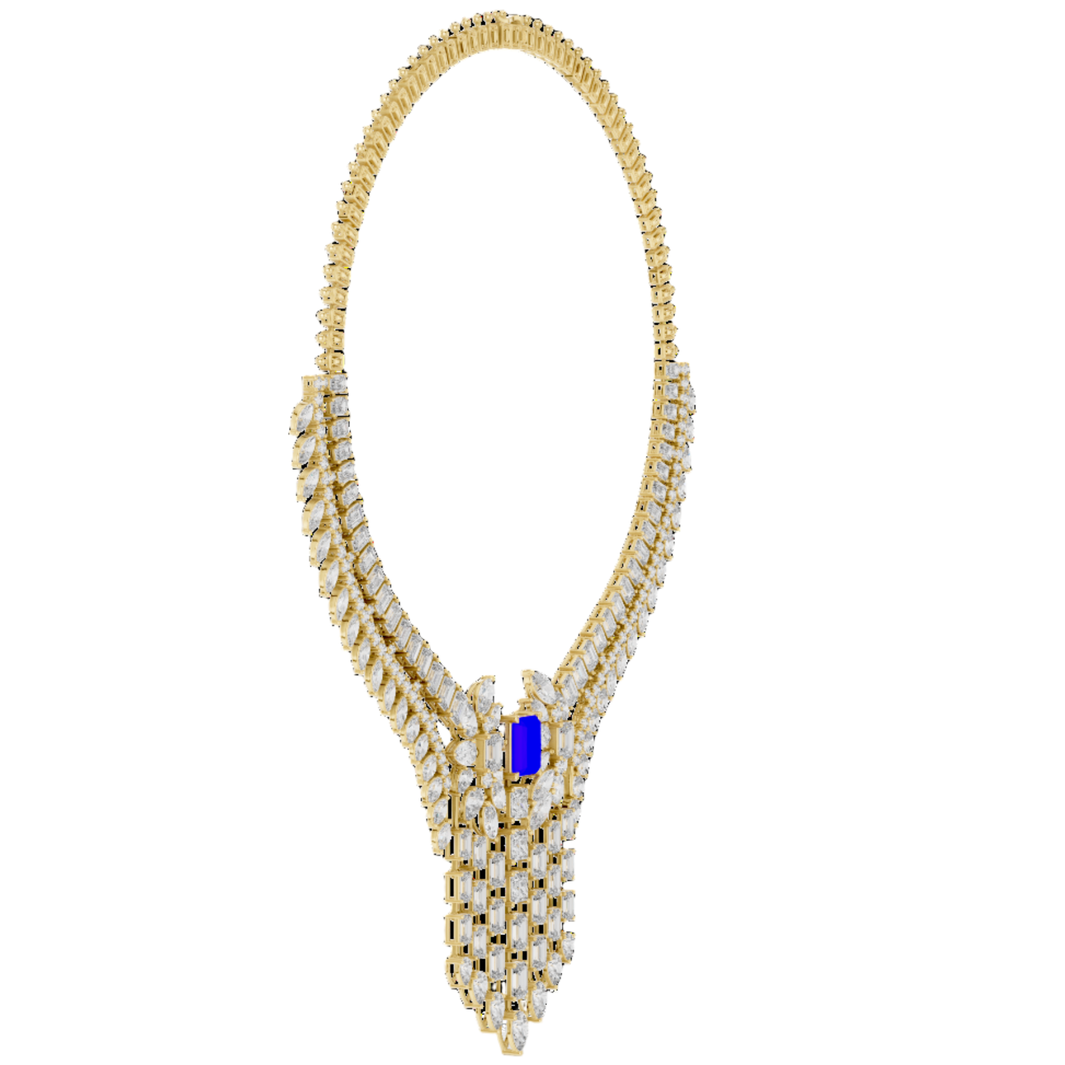 Regal Blue Gemstone and Diamond Statement Necklace