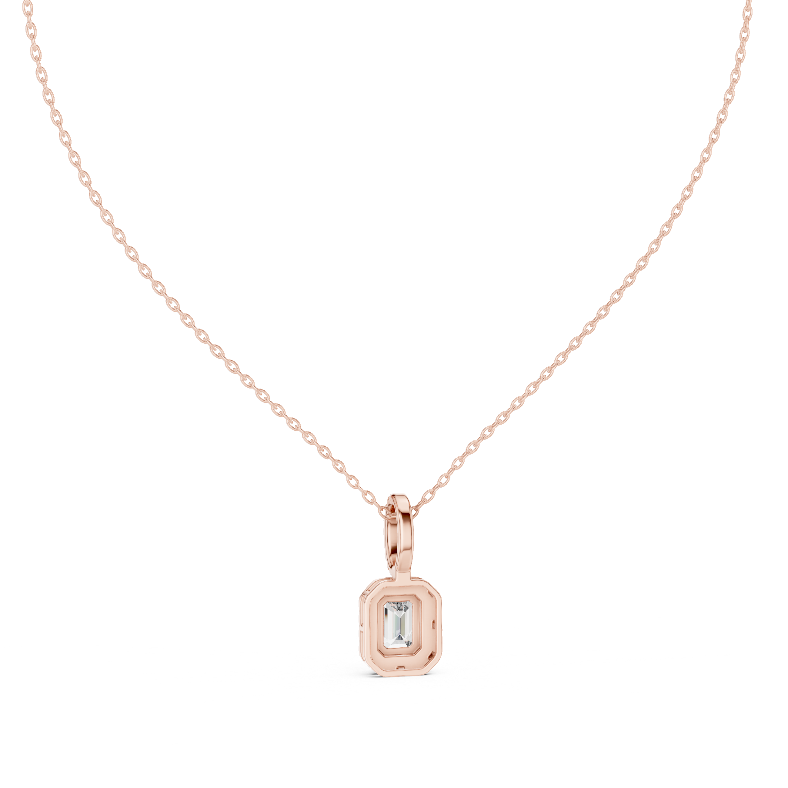 Emerald-Cut Diamond Halo Pendant