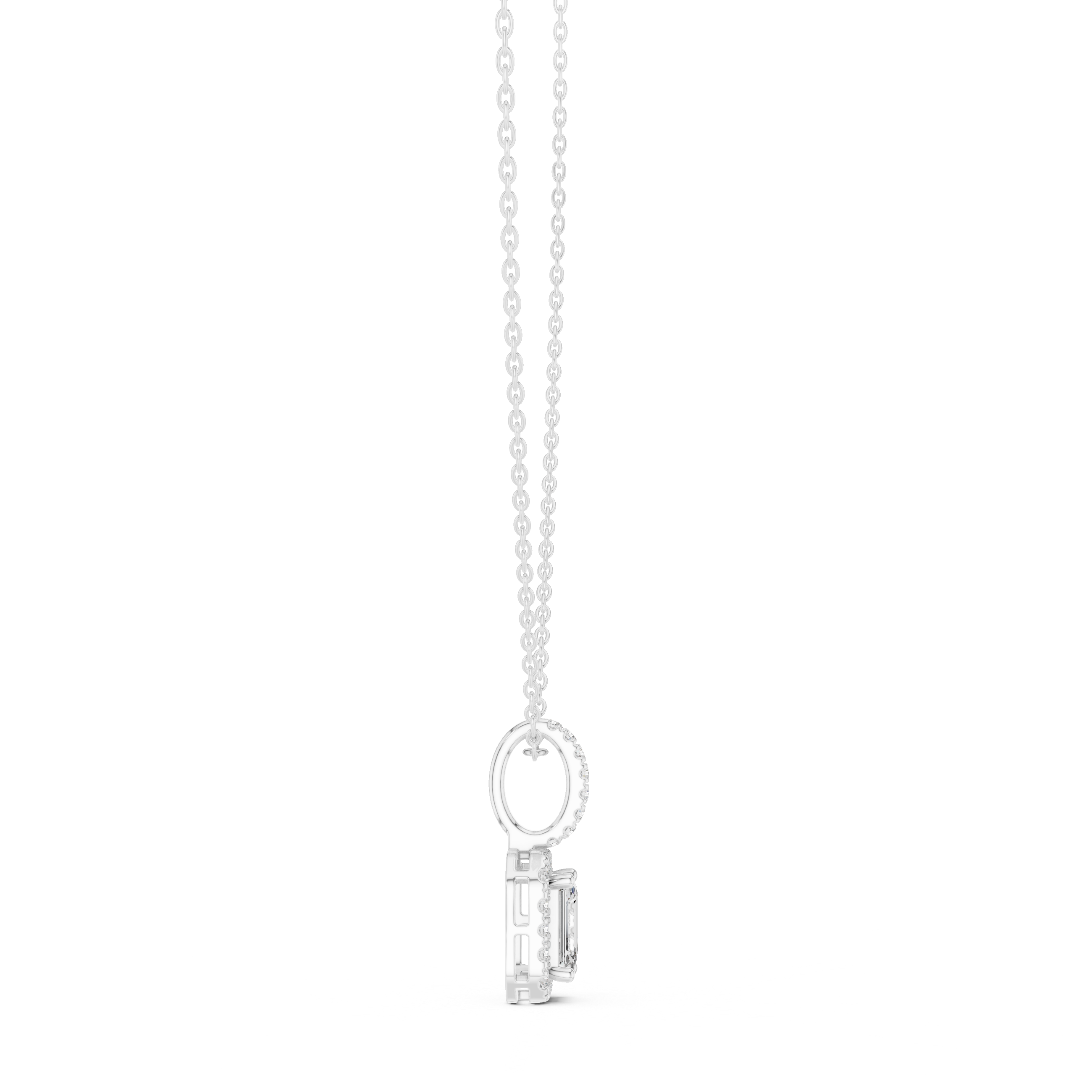 Emerald-Cut Diamond Halo Pendant