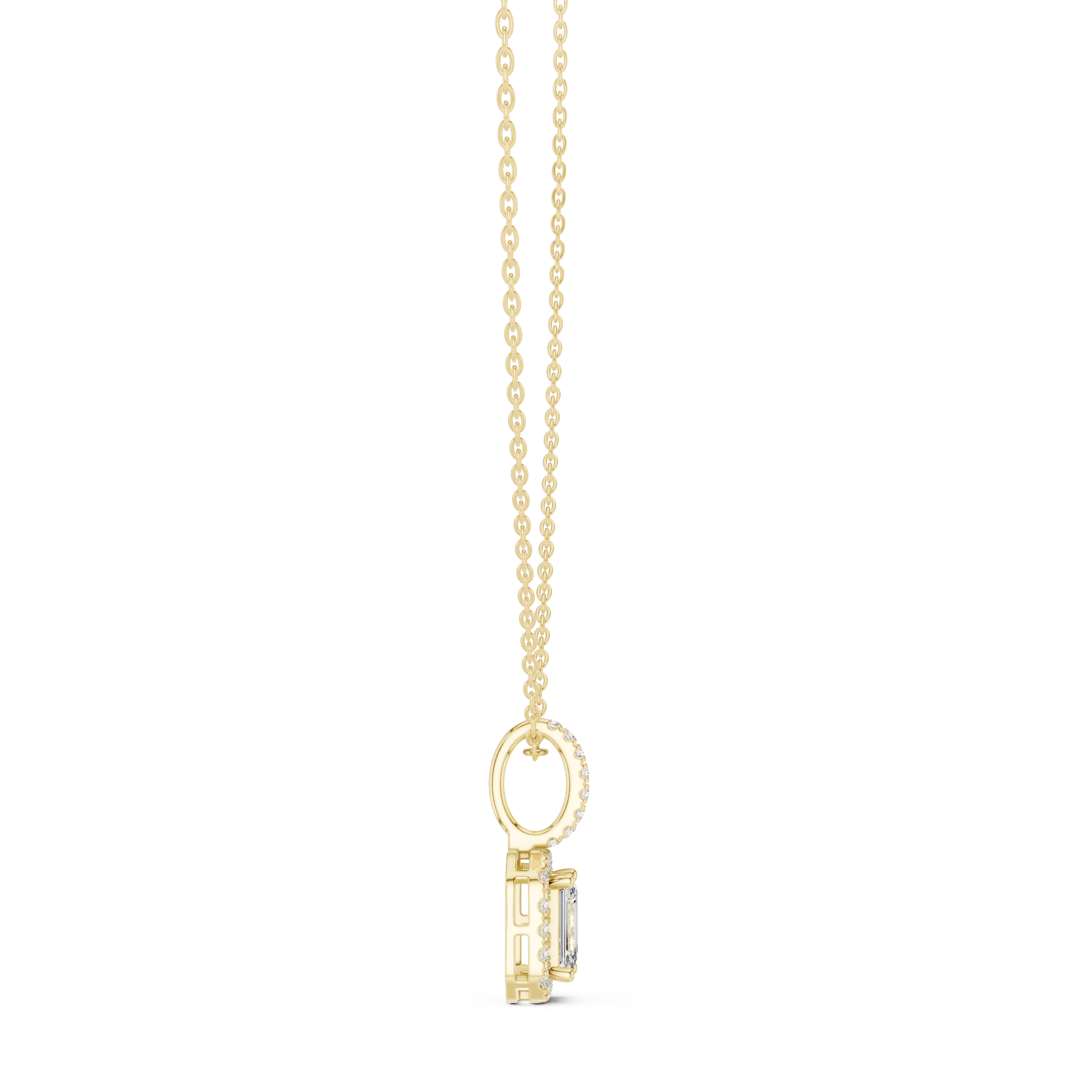 Emerald-Cut Diamond Halo Pendant