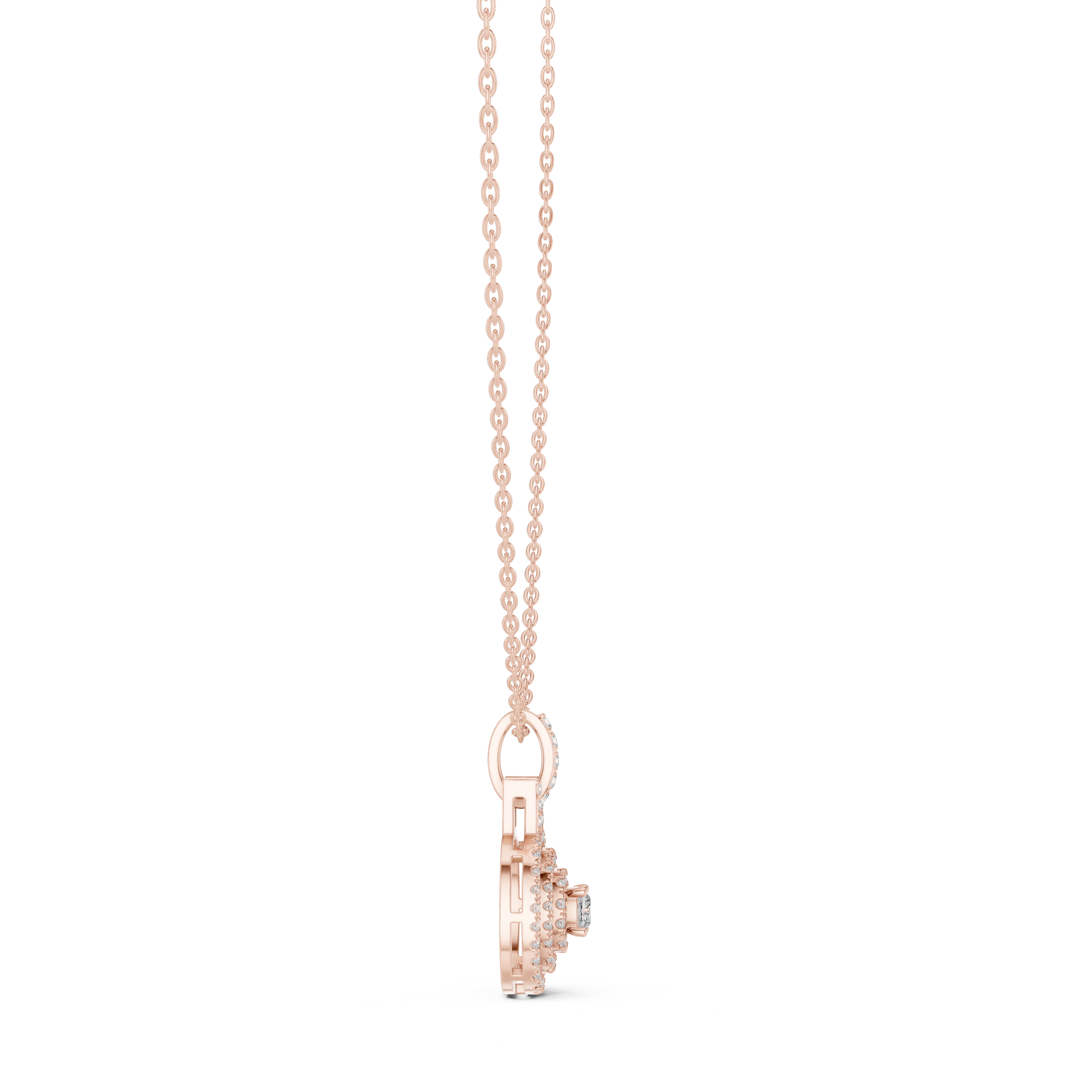 Double Halo Round Diamond Pendant