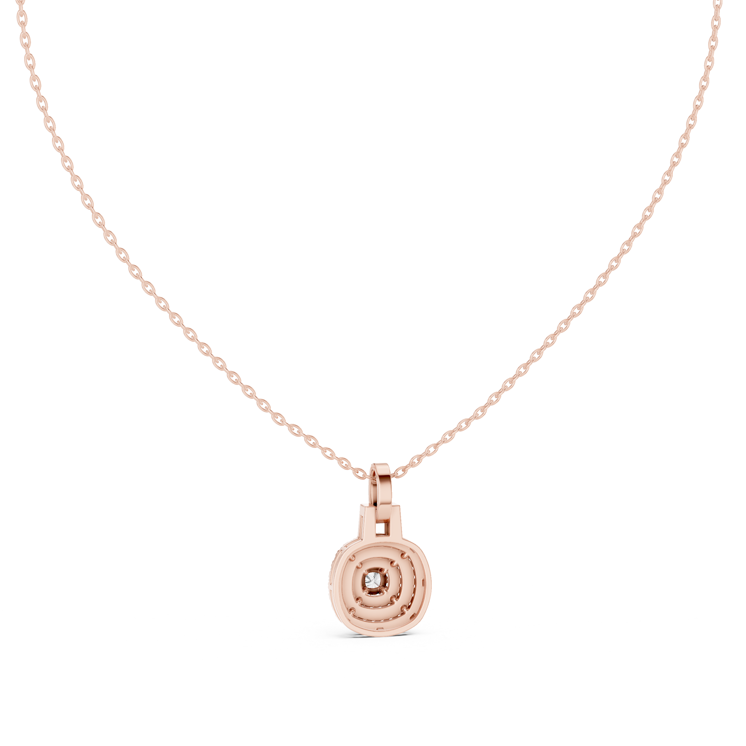 Double Halo Round Diamond Pendant
