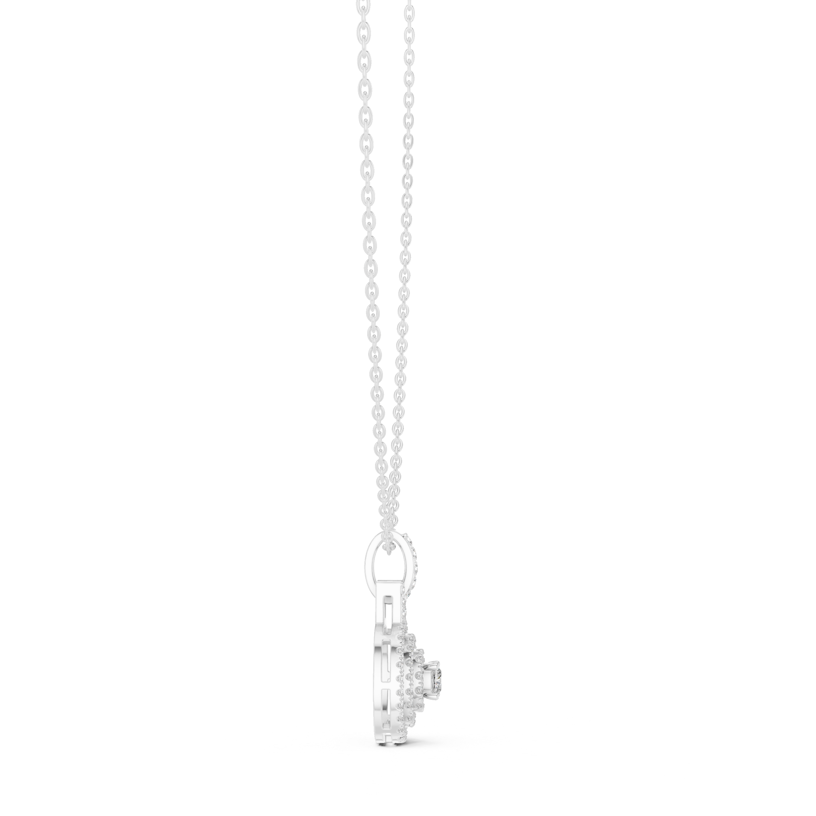 Double Halo Round Diamond Pendant