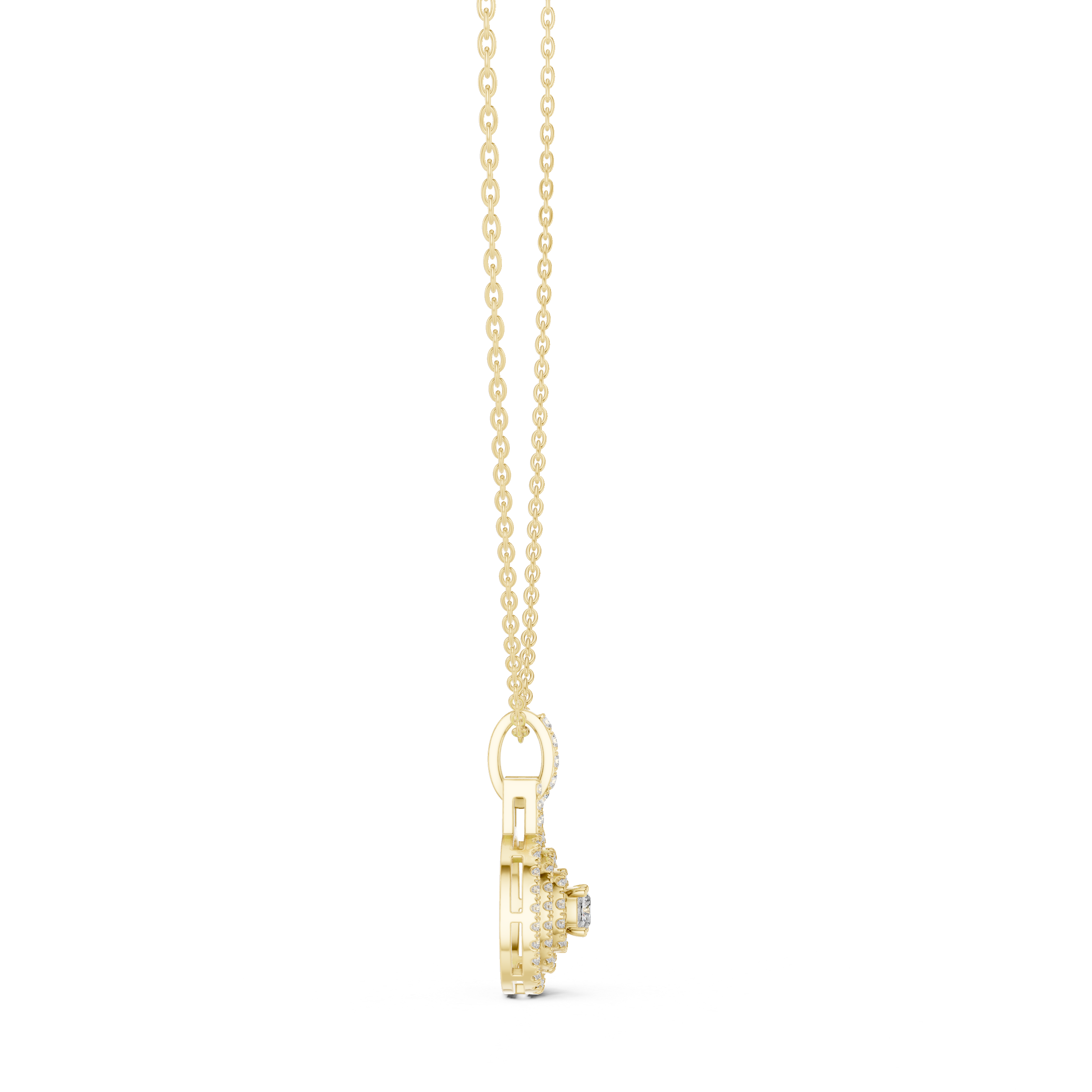 Double Halo Round Diamond Pendant