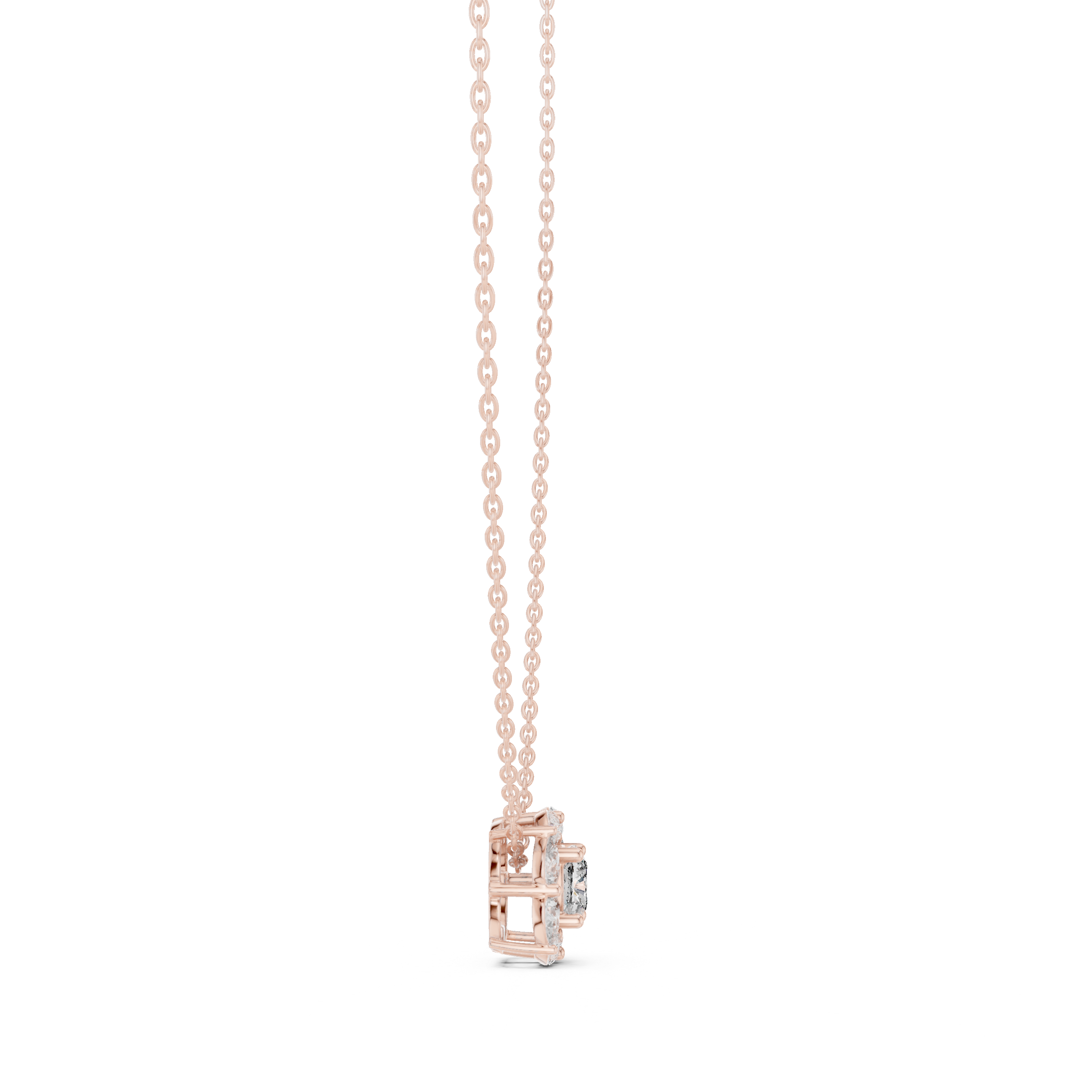 Floral Halo Round Diamond Pendant
