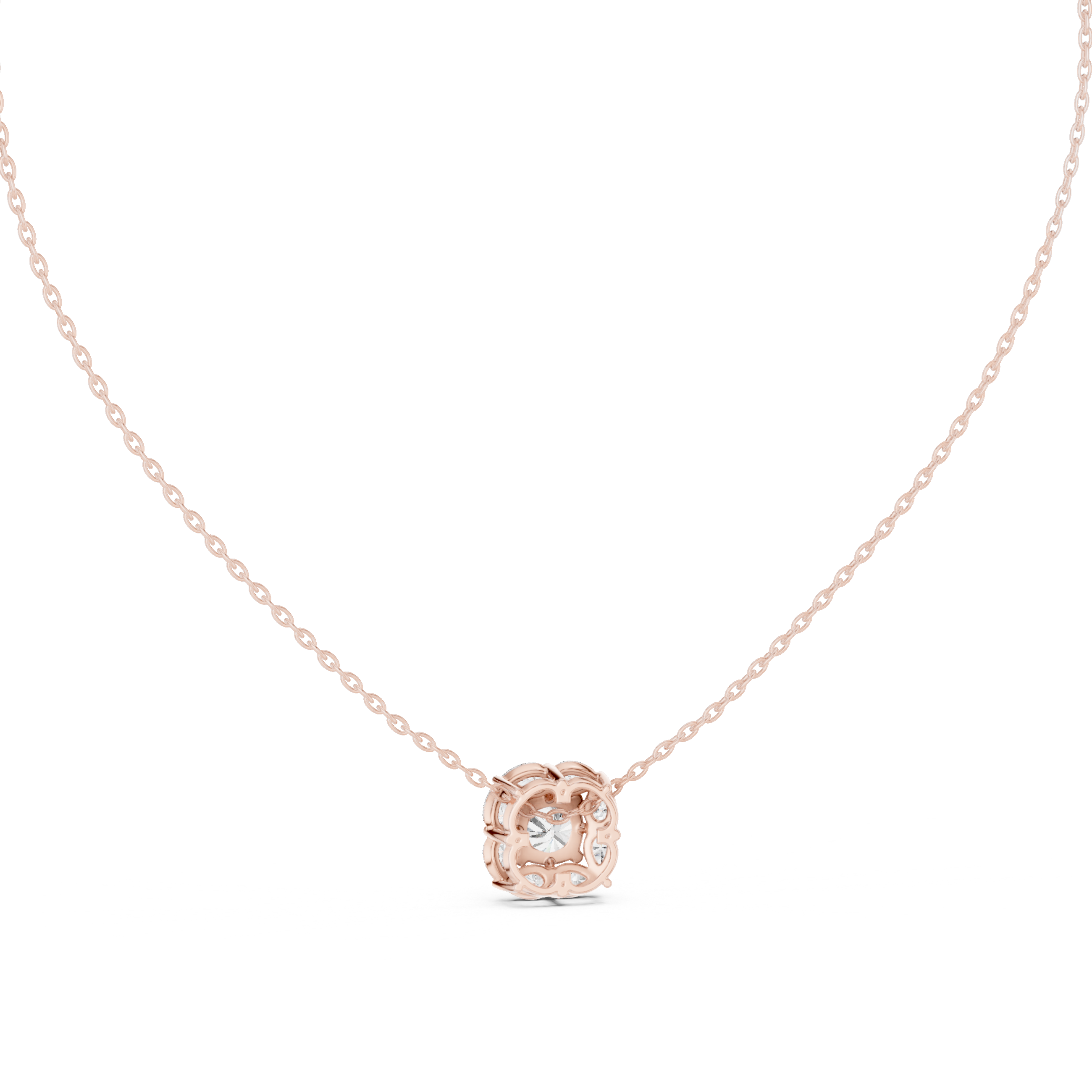 Floral Halo Round Diamond Pendant