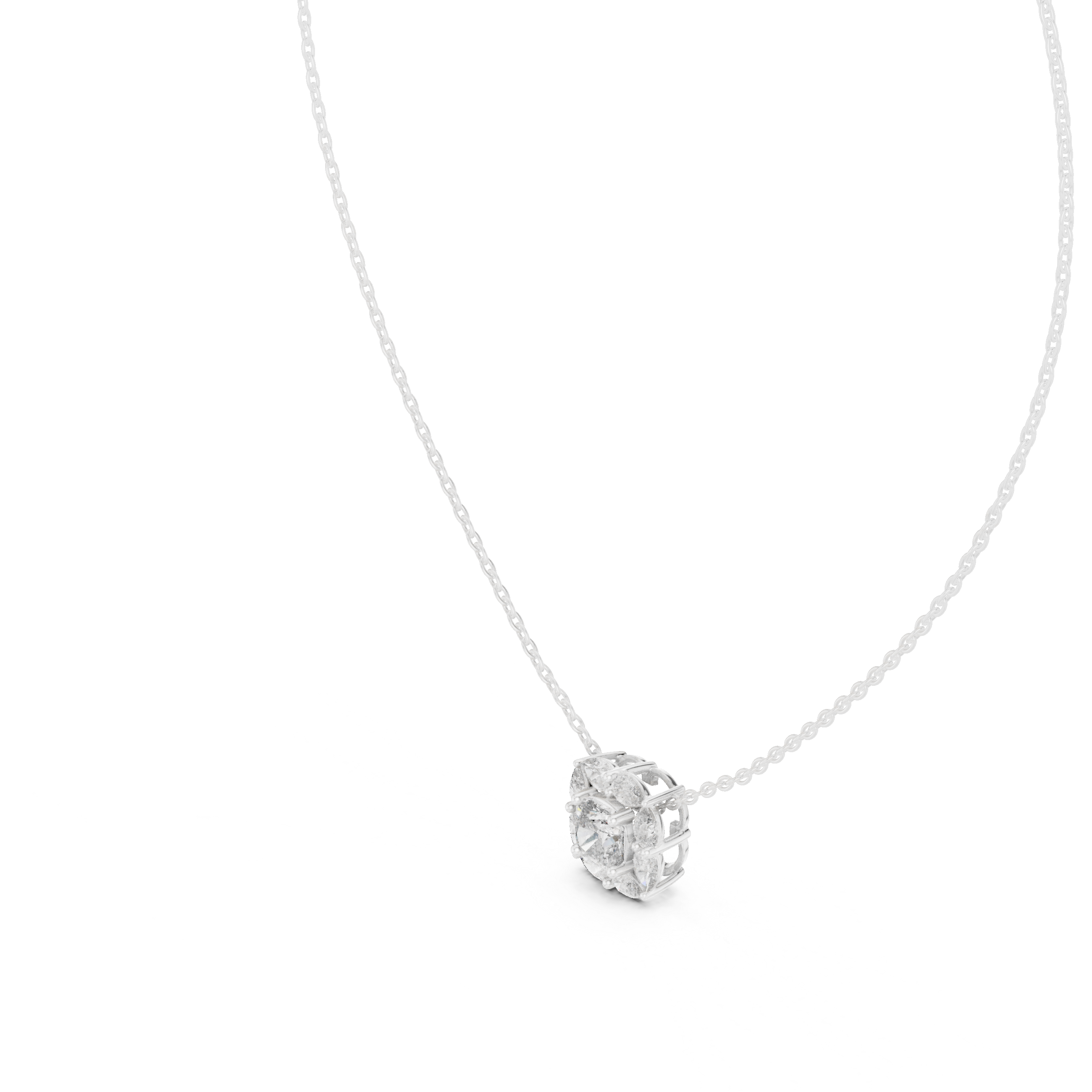 Floral Halo Round Diamond Pendant