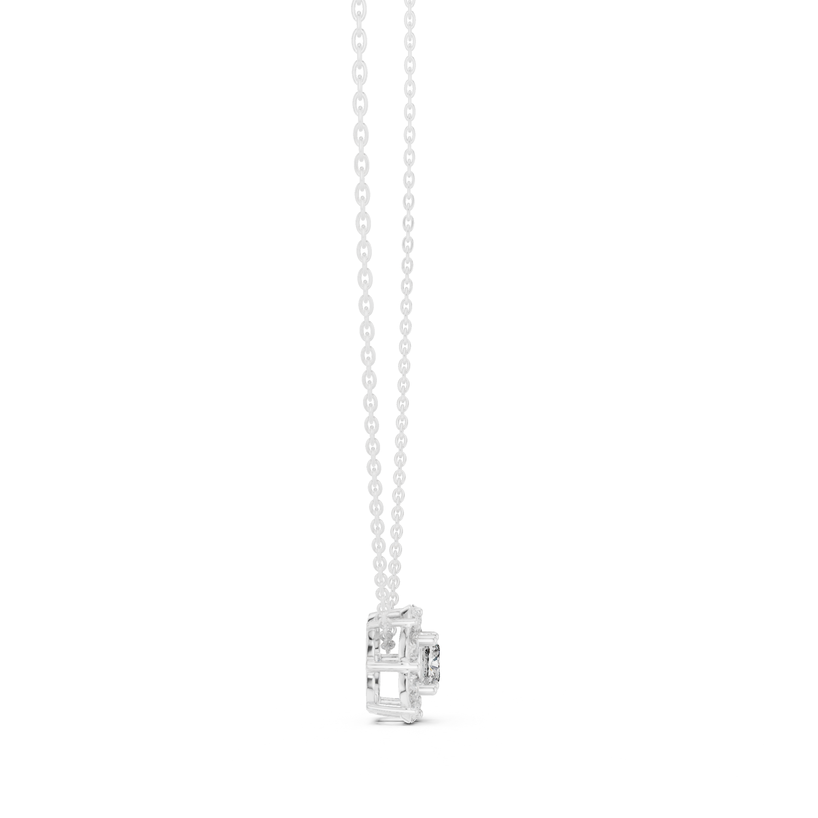 Floral Halo Round Diamond Pendant