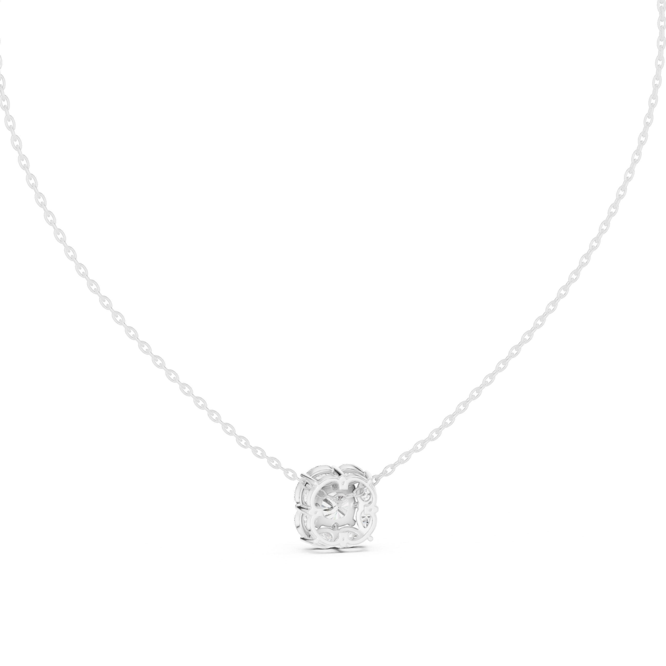 Floral Halo Round Diamond Pendant