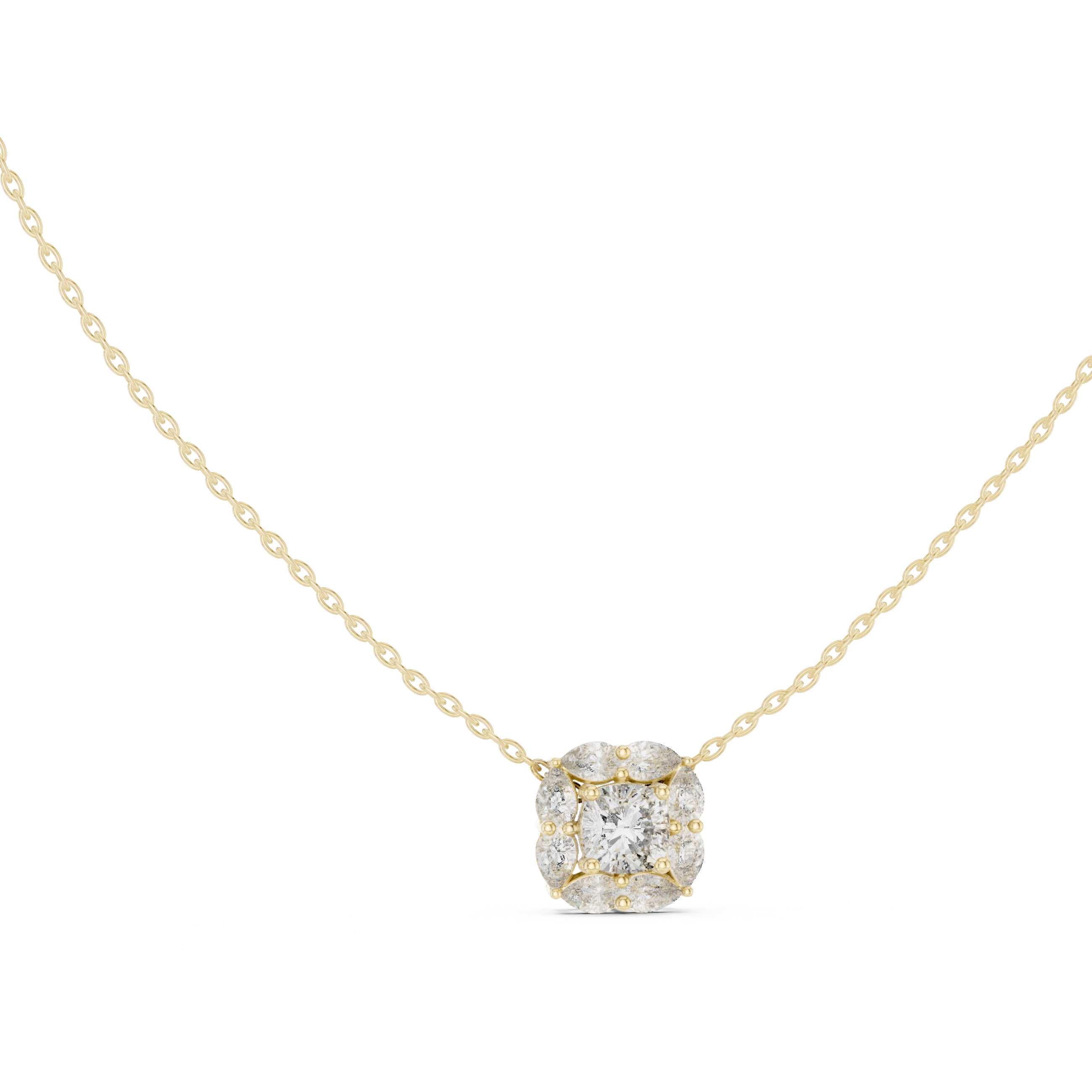 Floral Halo Round Diamond Pendant