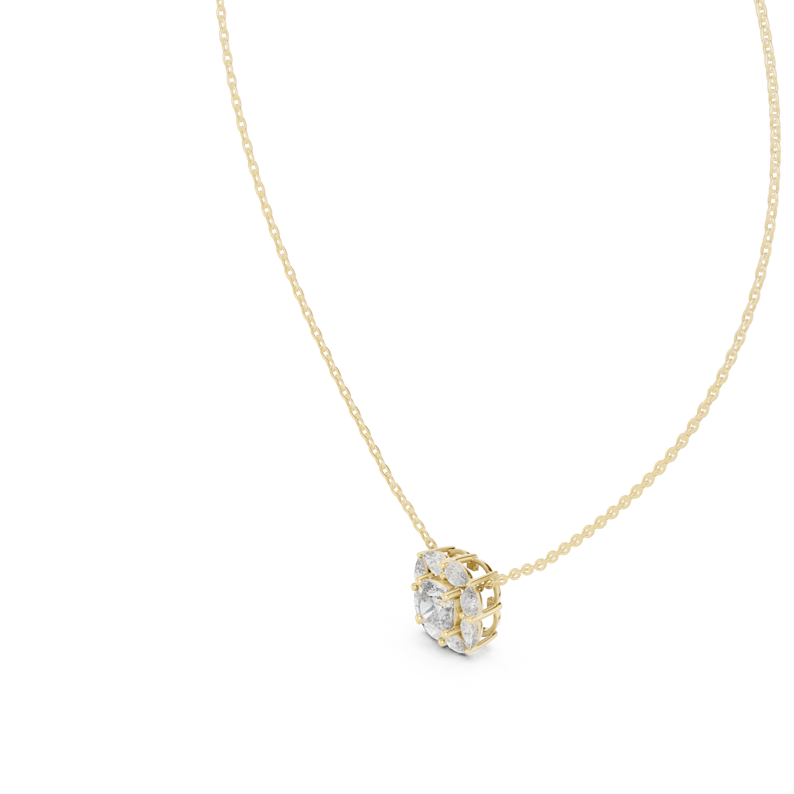 Floral Halo Round Diamond Pendant