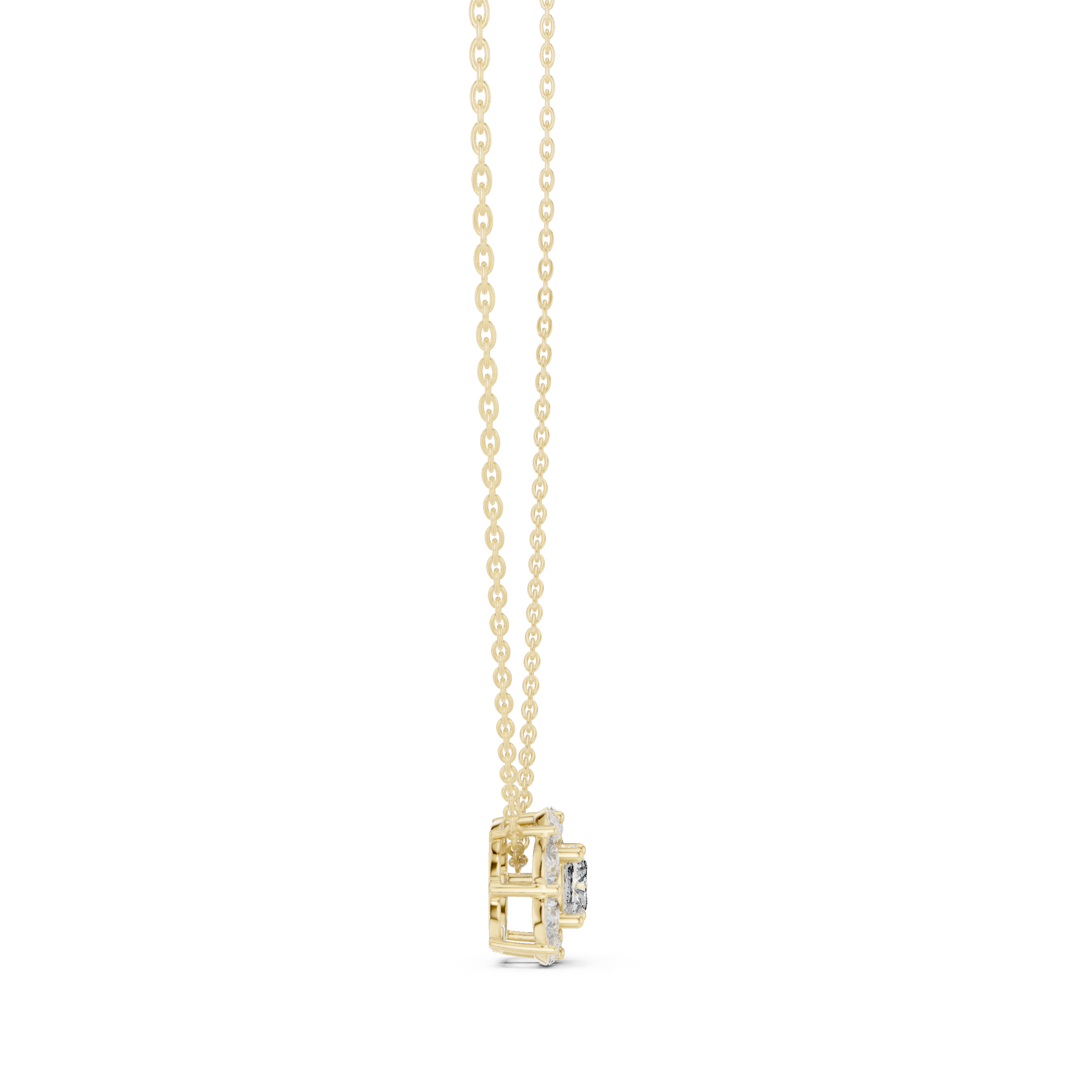Floral Halo Round Diamond Pendant