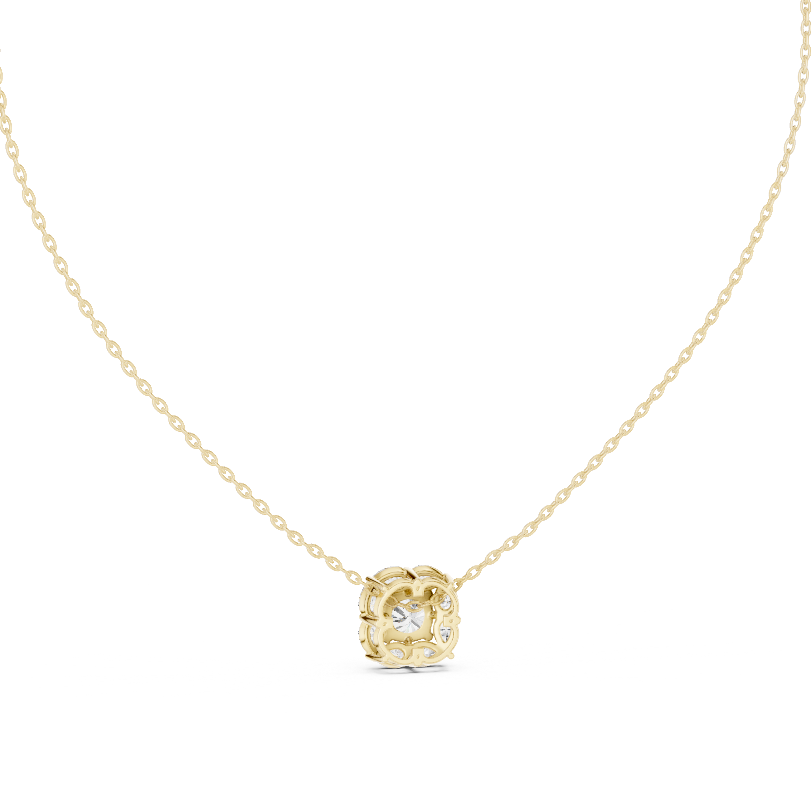 Floral Halo Round Diamond Pendant