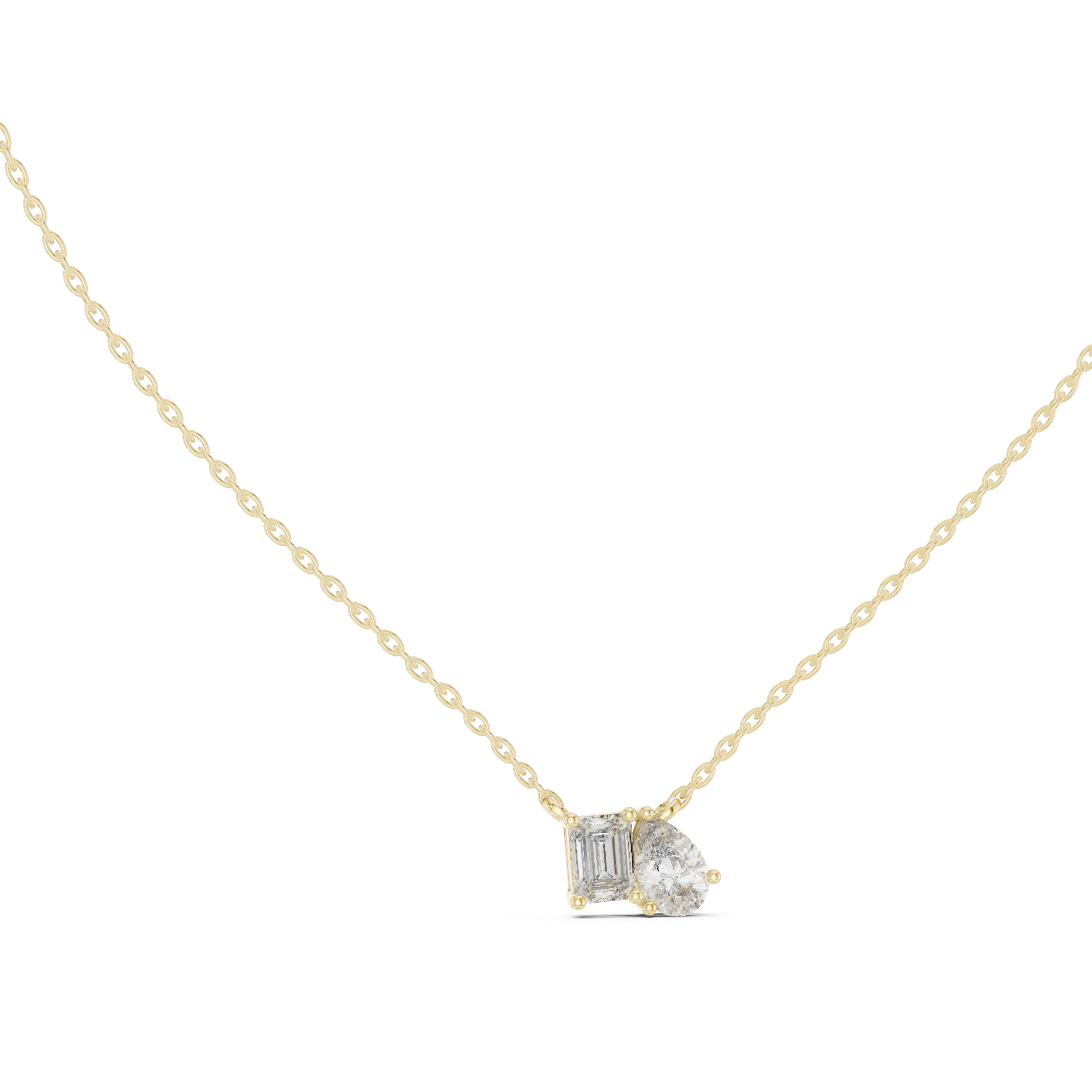 Emerald and pear-cut diamond duo pendant