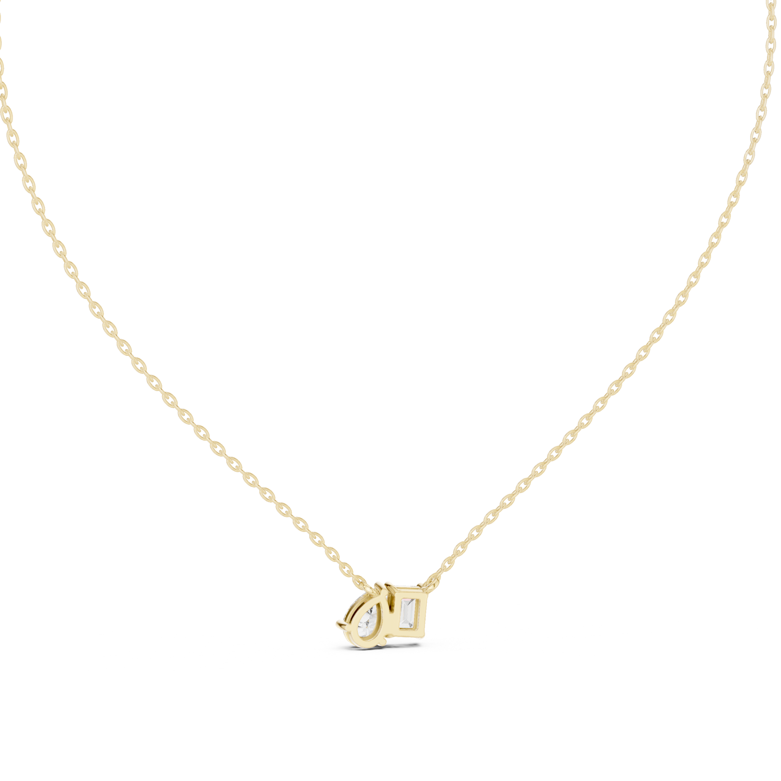 Emerald and pear-cut diamond duo pendant