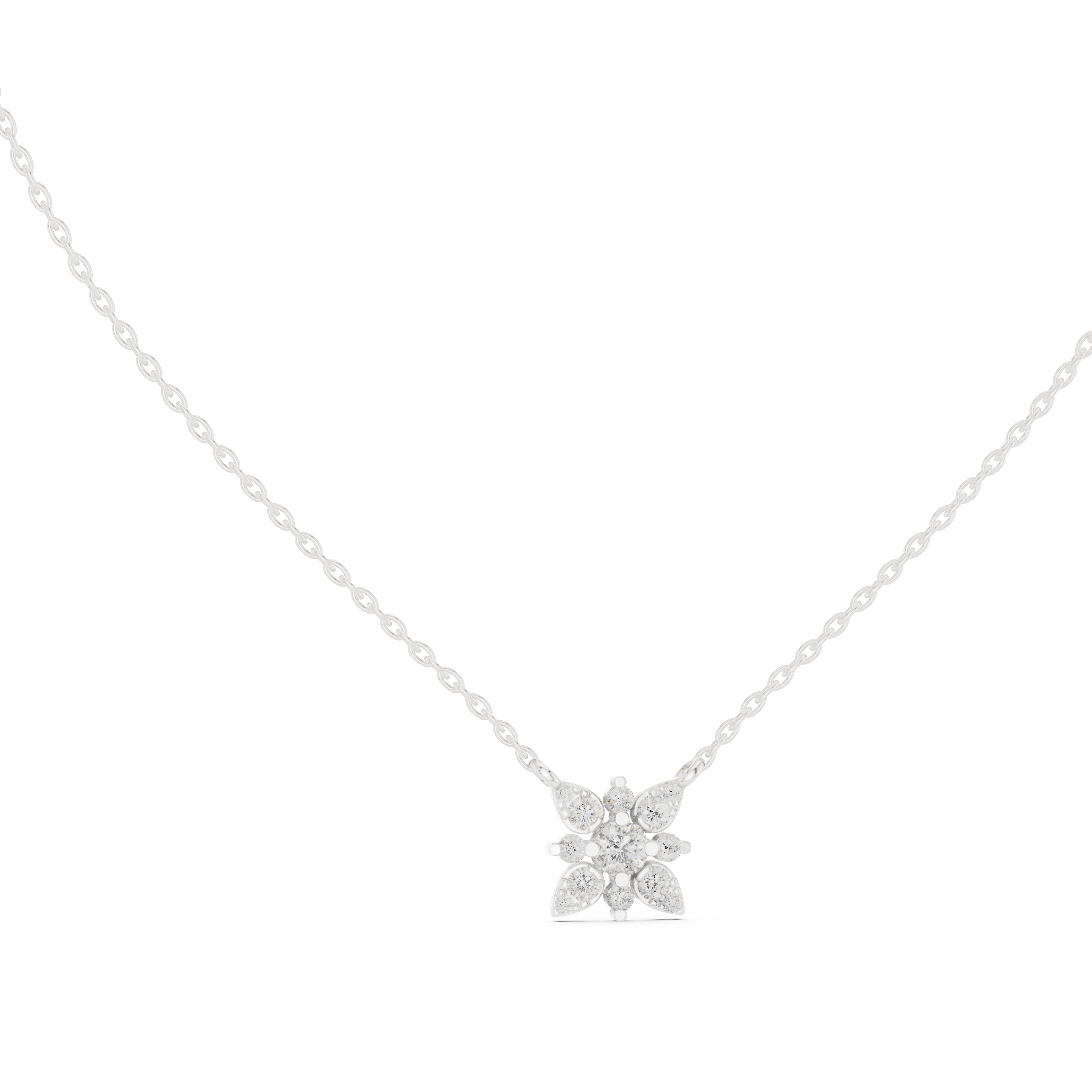 Floral cluster diamond pendant