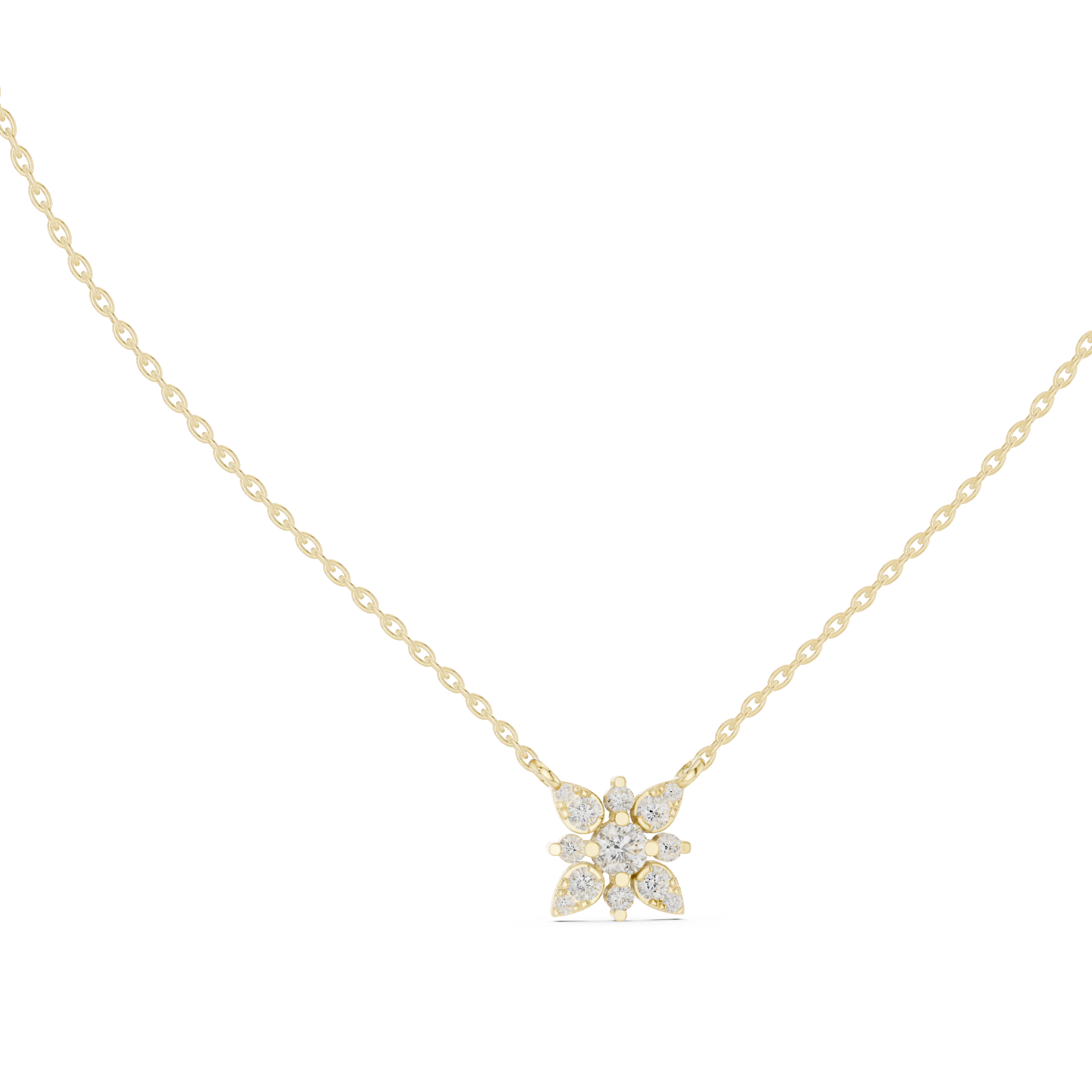 Floral cluster diamond pendant