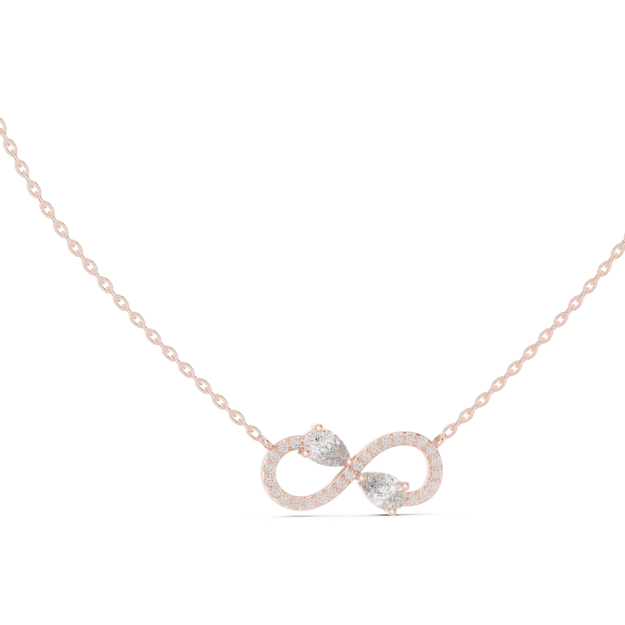 Infinity symbol pendant with pear-shaped diamonds