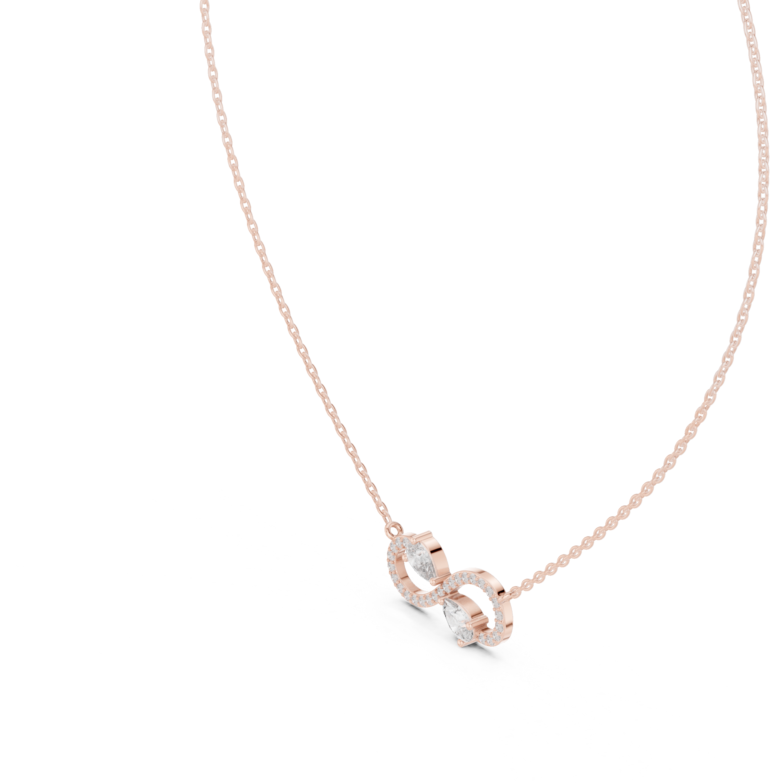 Infinity symbol pendant with pear-shaped diamonds