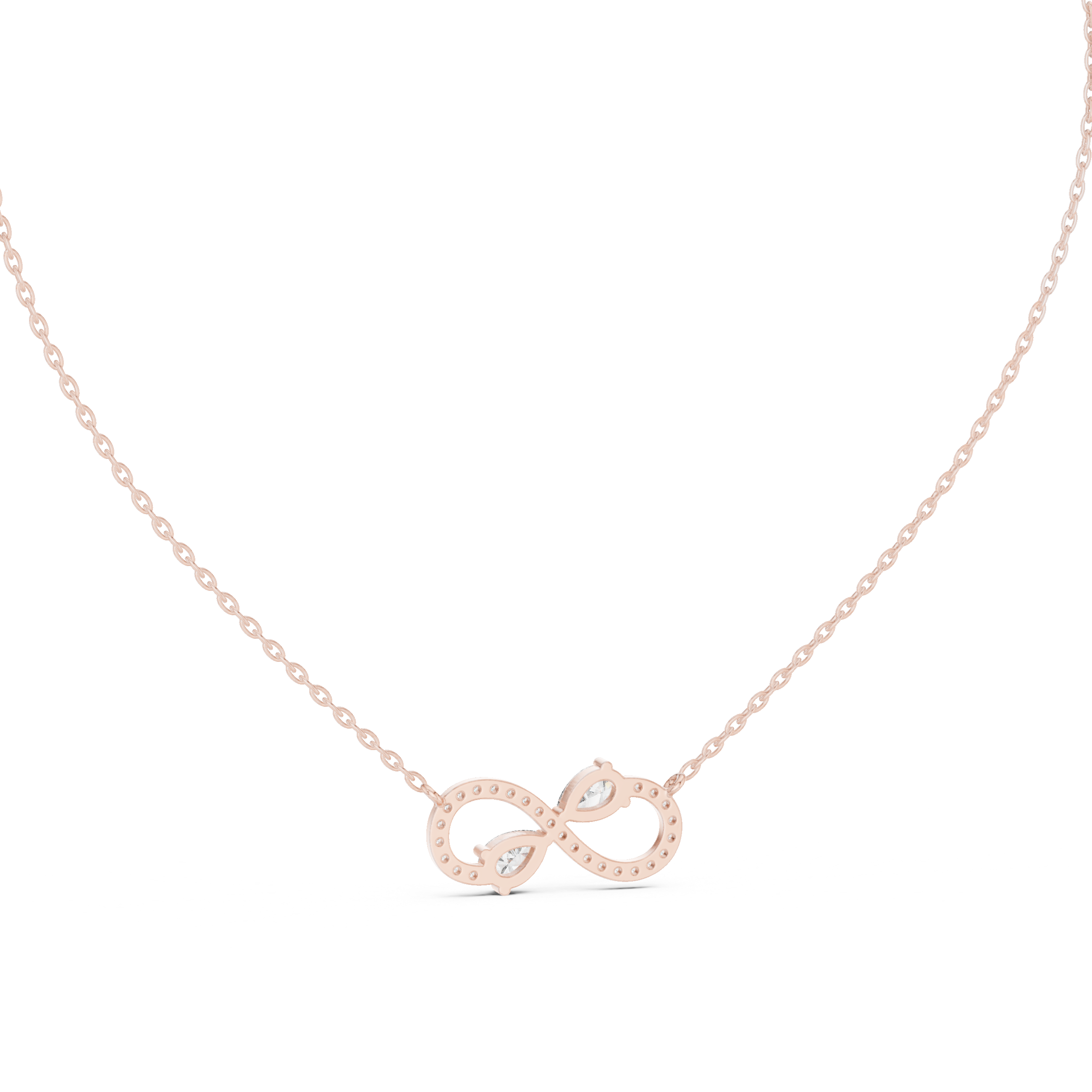 Infinity symbol pendant with pear-shaped diamonds