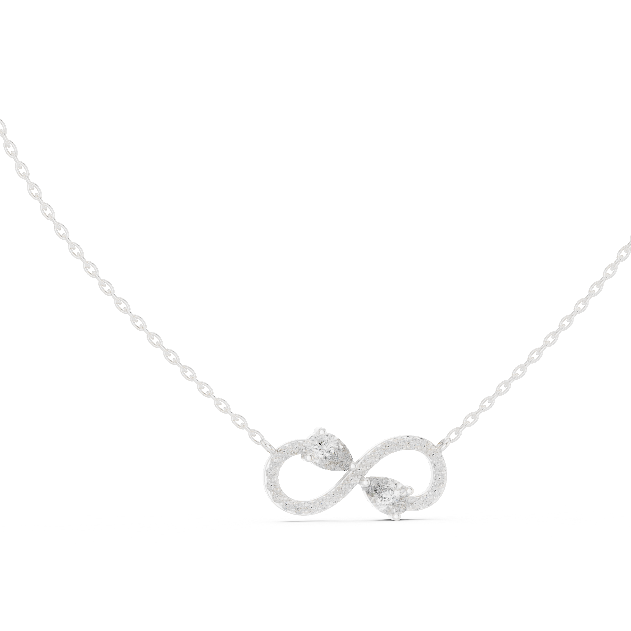 Infinity symbol pendant with pear-shaped diamonds