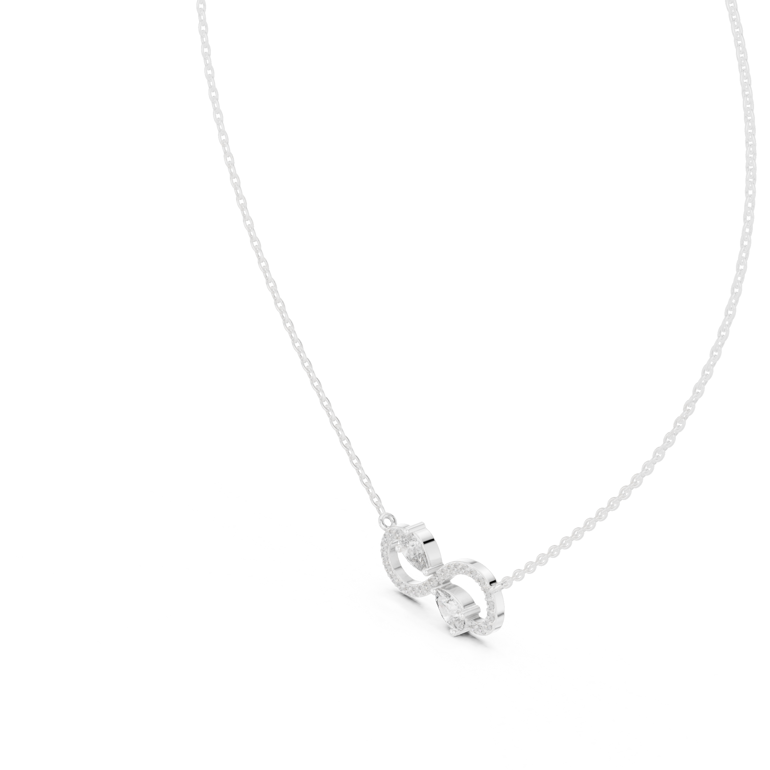 Infinity symbol pendant with pear-shaped diamonds
