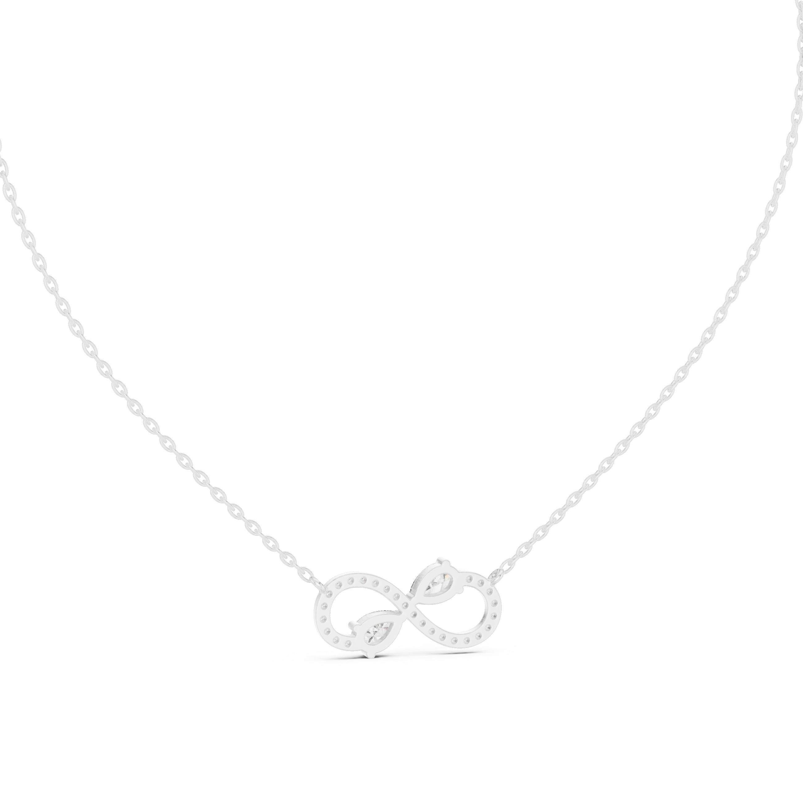 Infinity symbol pendant with pear-shaped diamonds