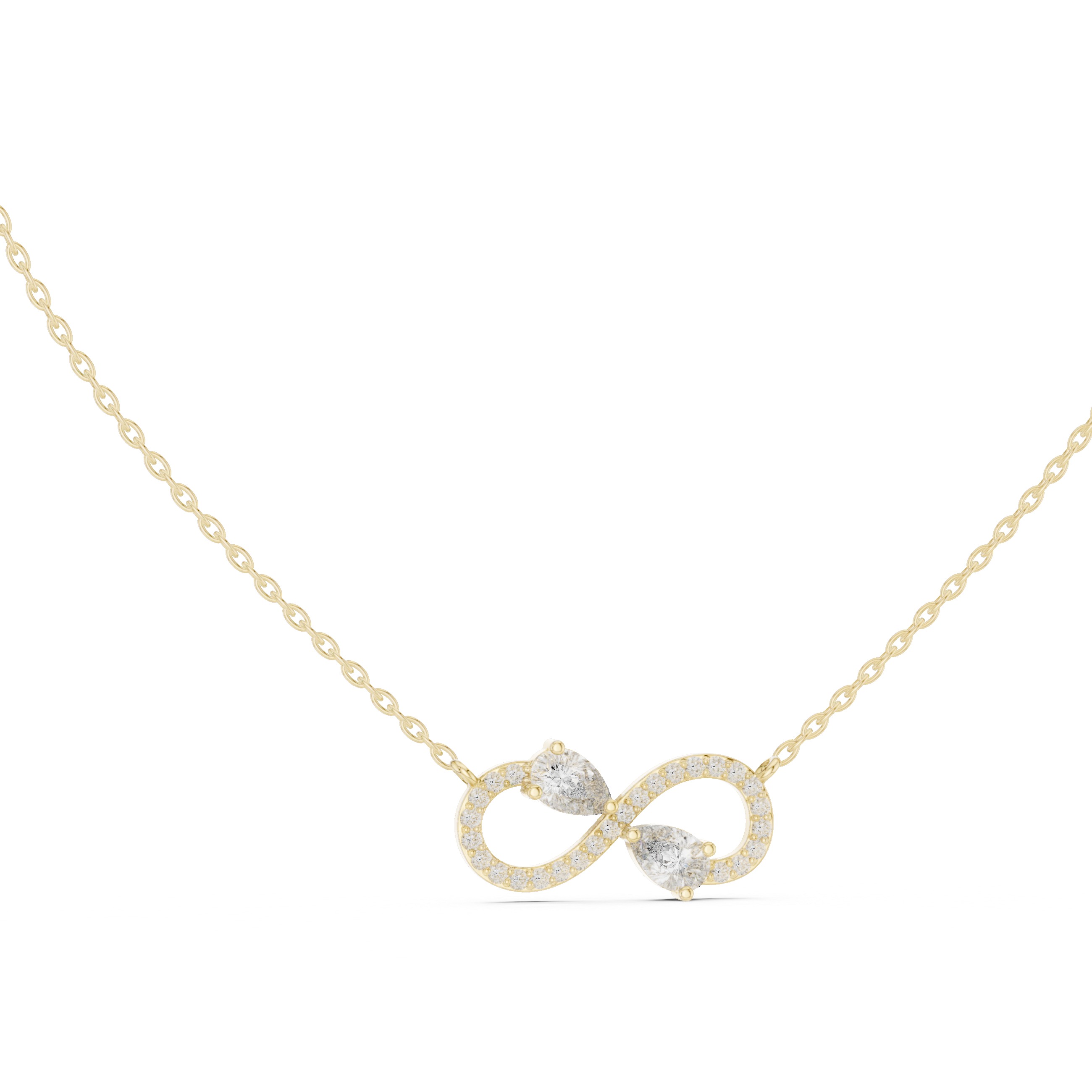 Infinity symbol pendant with pear-shaped diamonds