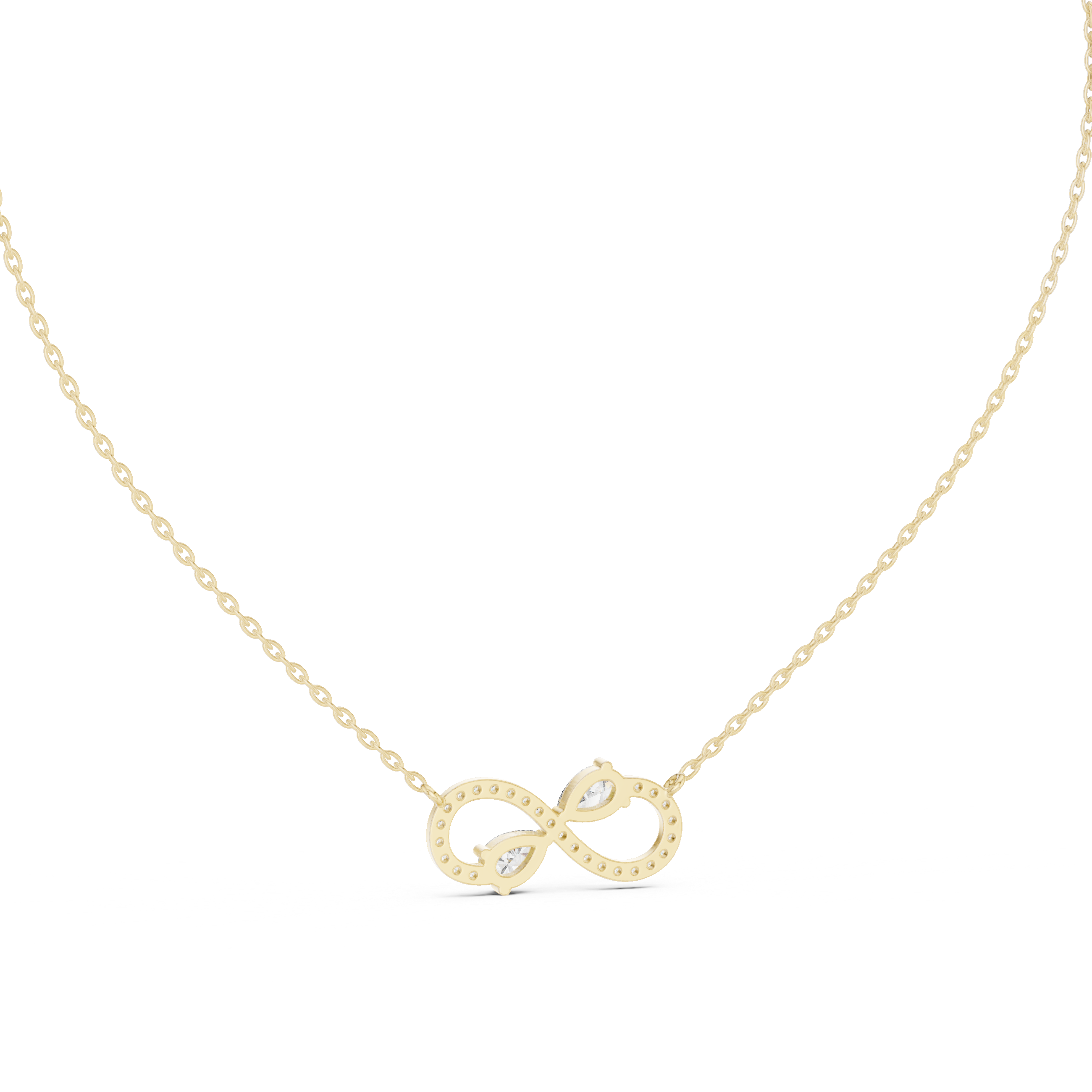Infinity symbol pendant with pear-shaped diamonds