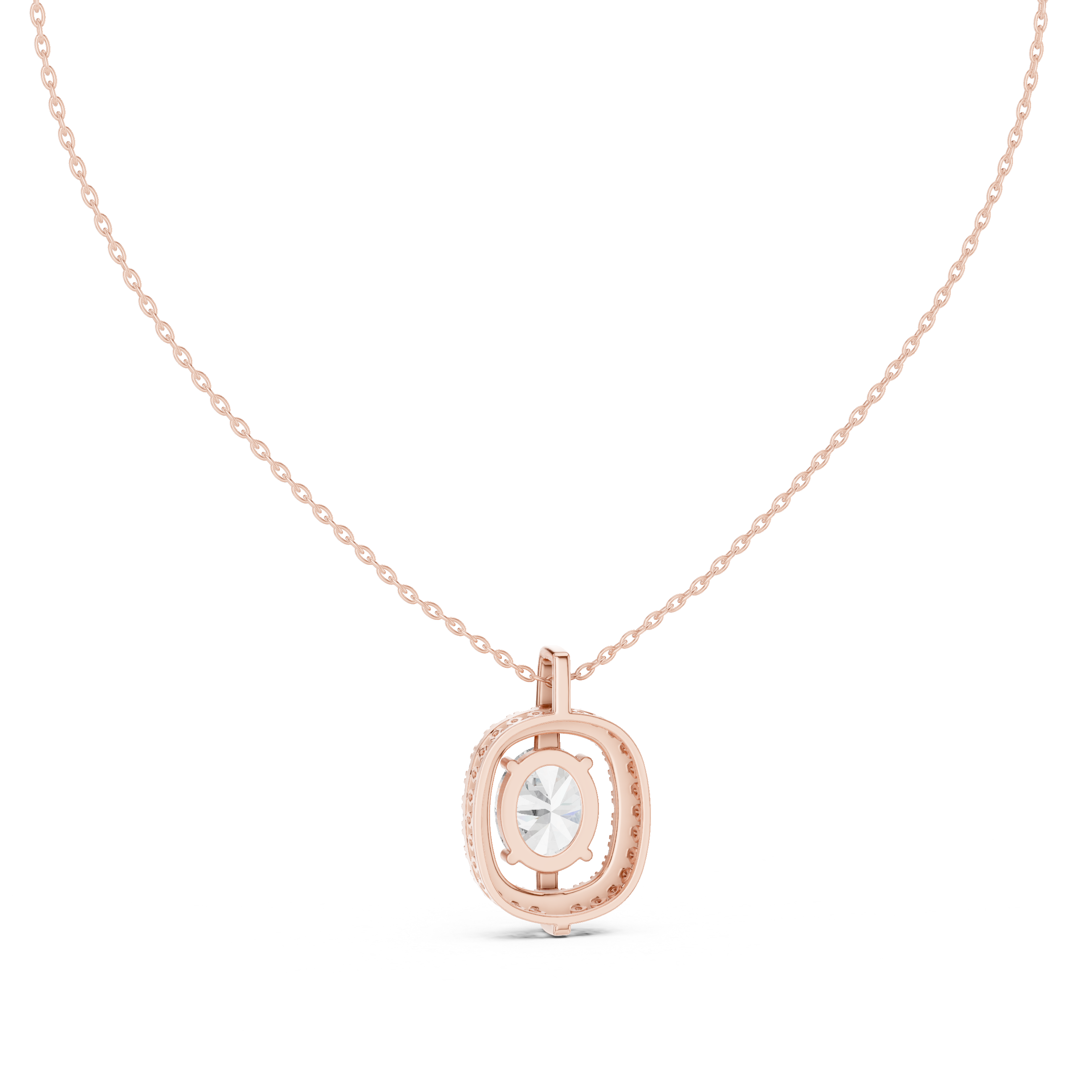 central round brilliant diamond and surrounding pavé diamonds.