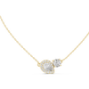 Pear and round diamond duo pendant with a pavé halo