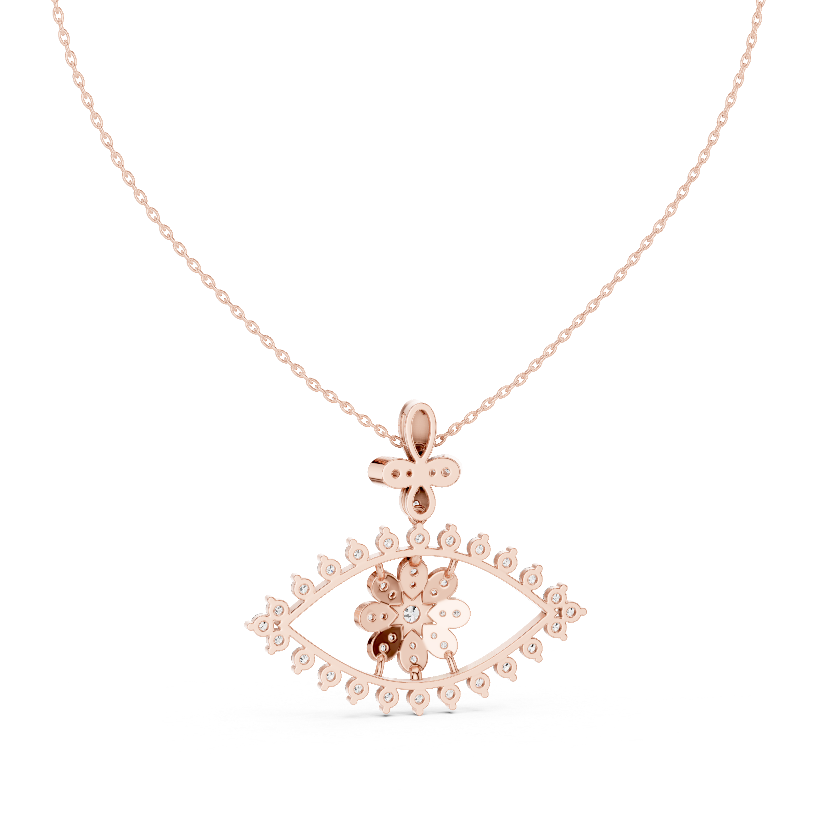 Evil eye pendant with floral diamond accents