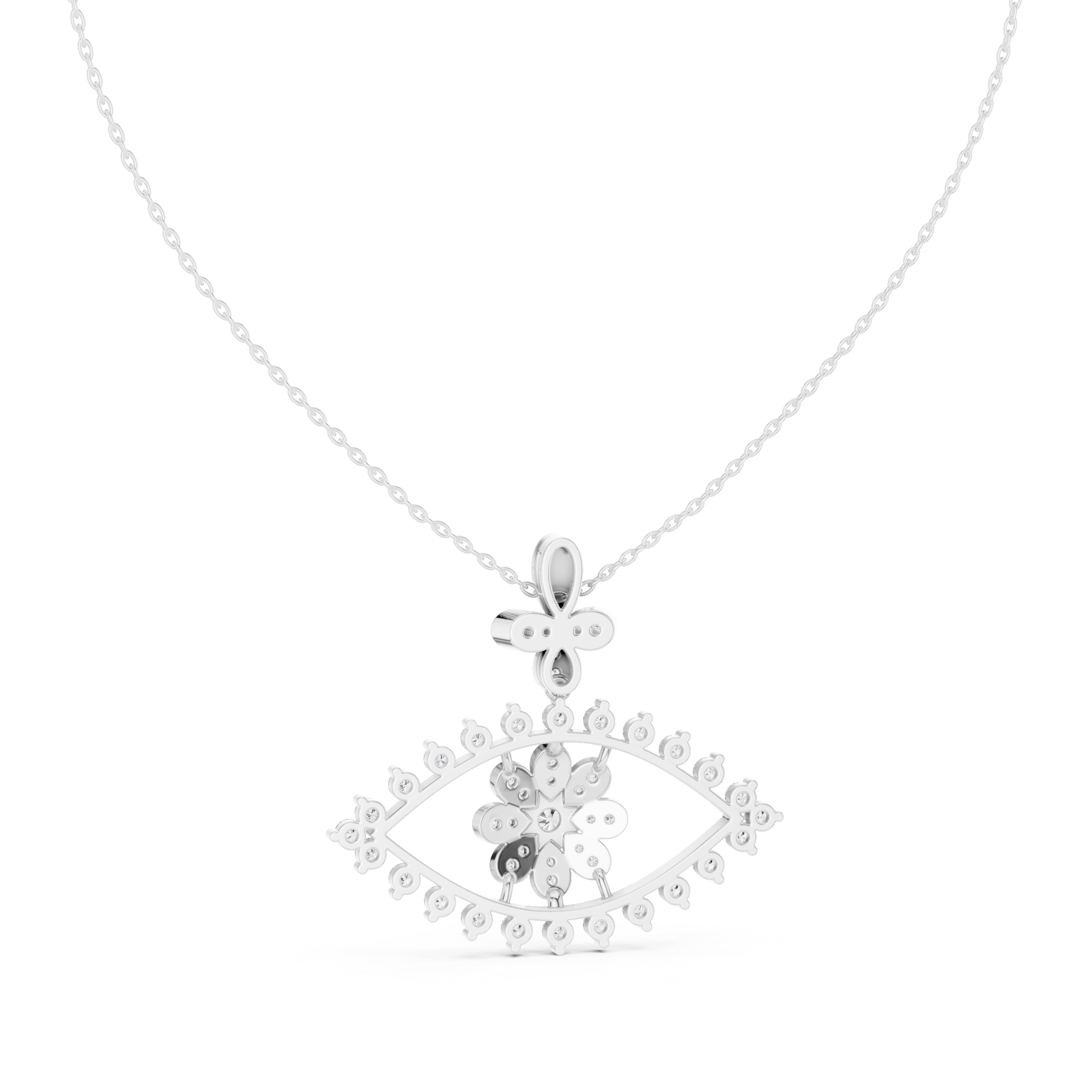 Evil eye pendant with floral diamond accents
