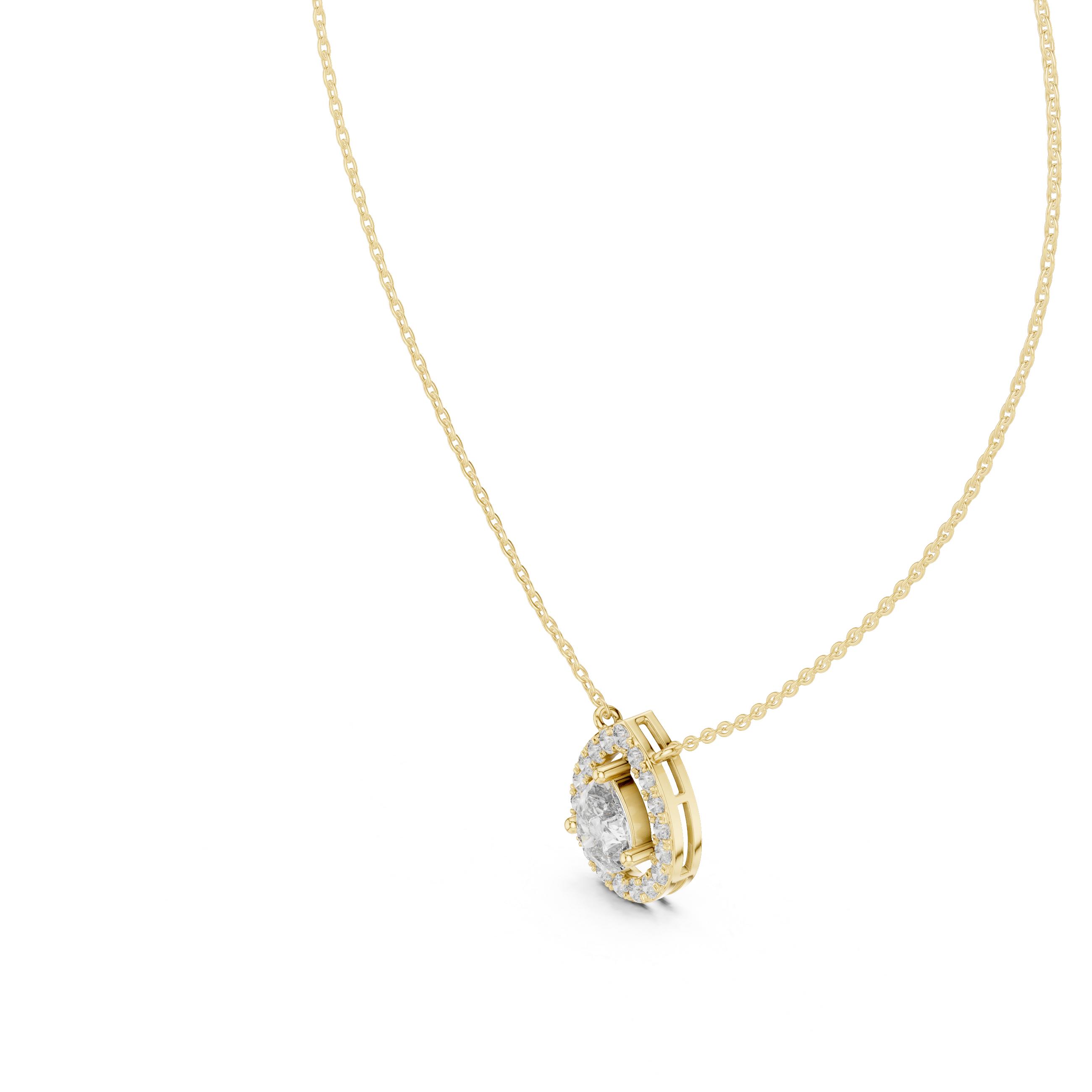 Gold Teardrop Diamond Pendant