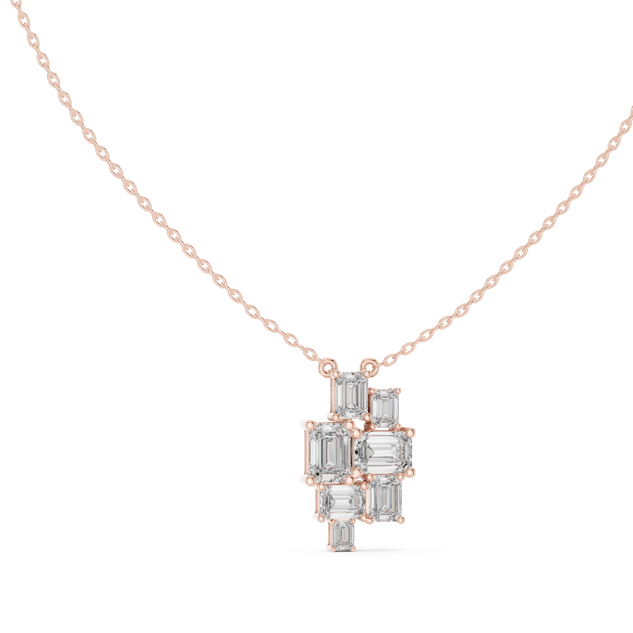 Clustered Emerald-Cut Diamond Pendant