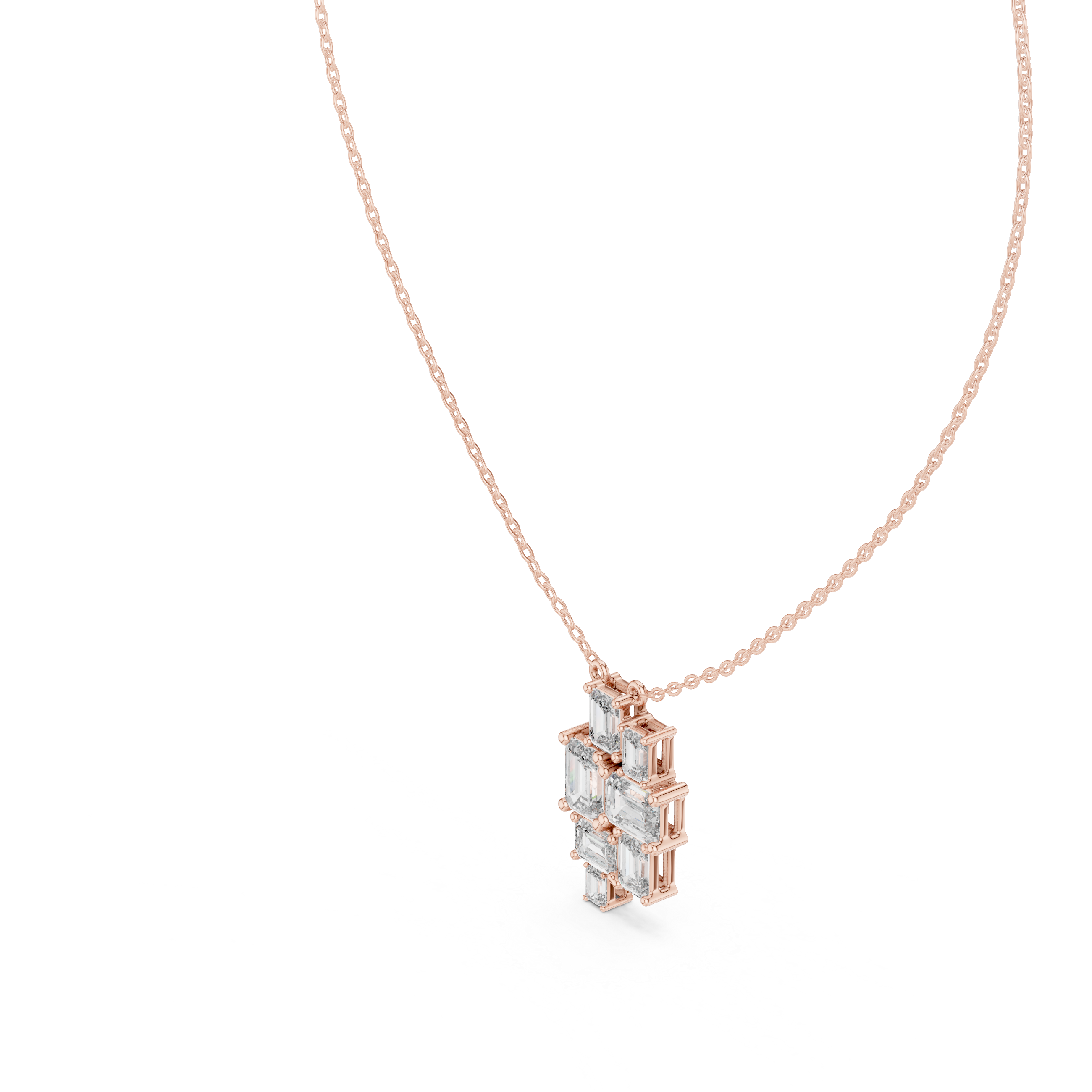 Clustered Emerald-Cut Diamond Pendant