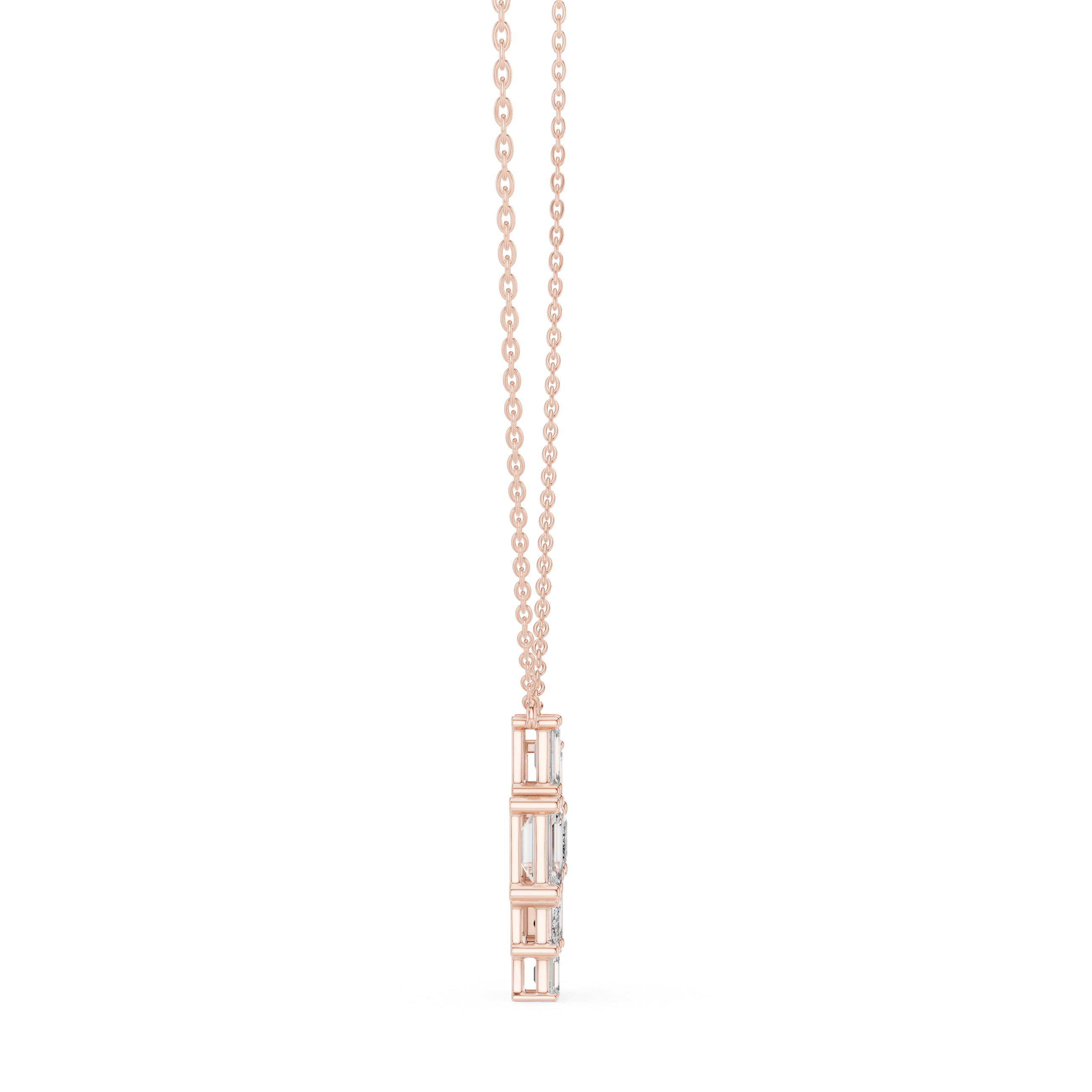 Clustered Emerald-Cut Diamond Pendant
