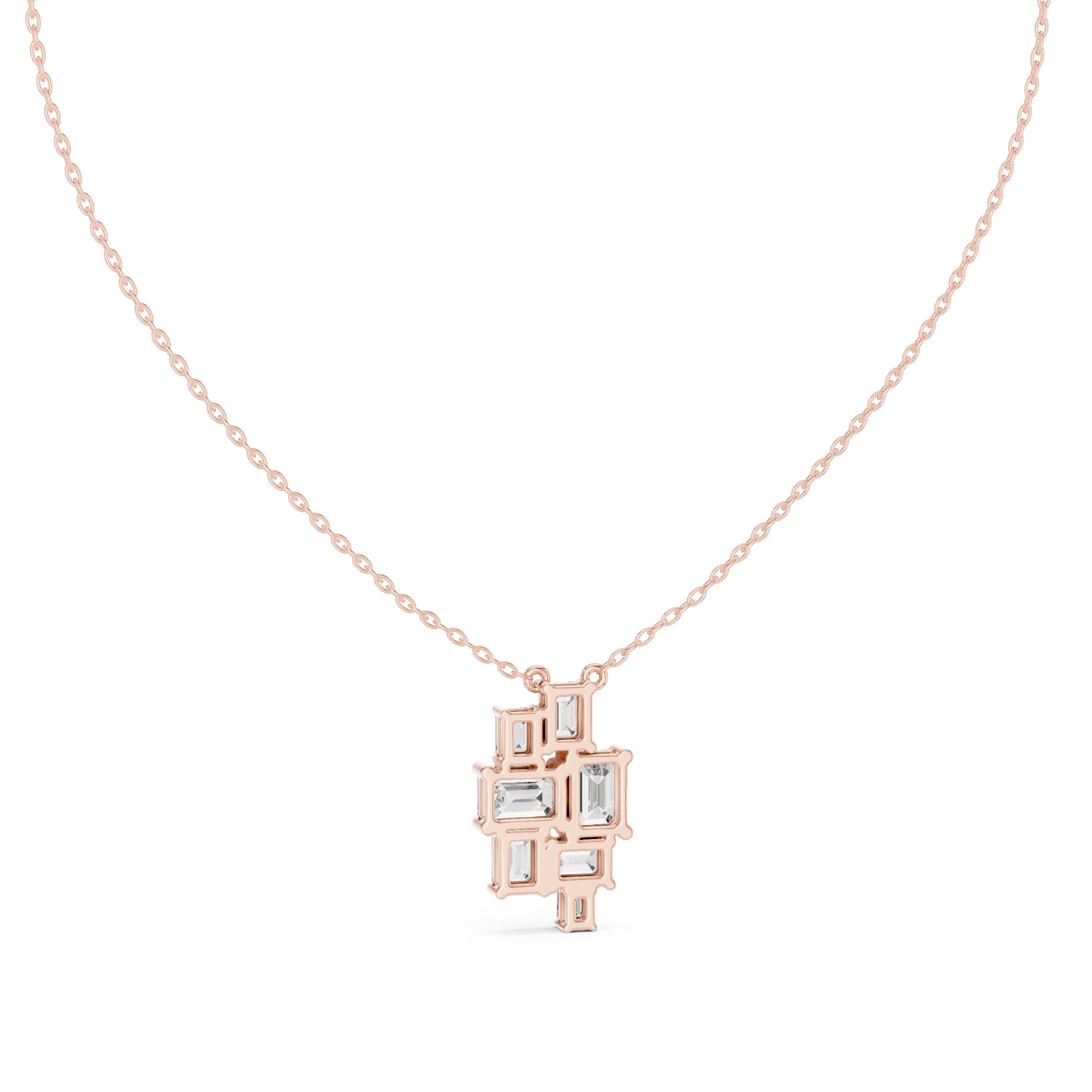 Clustered Emerald-Cut Diamond Pendant
